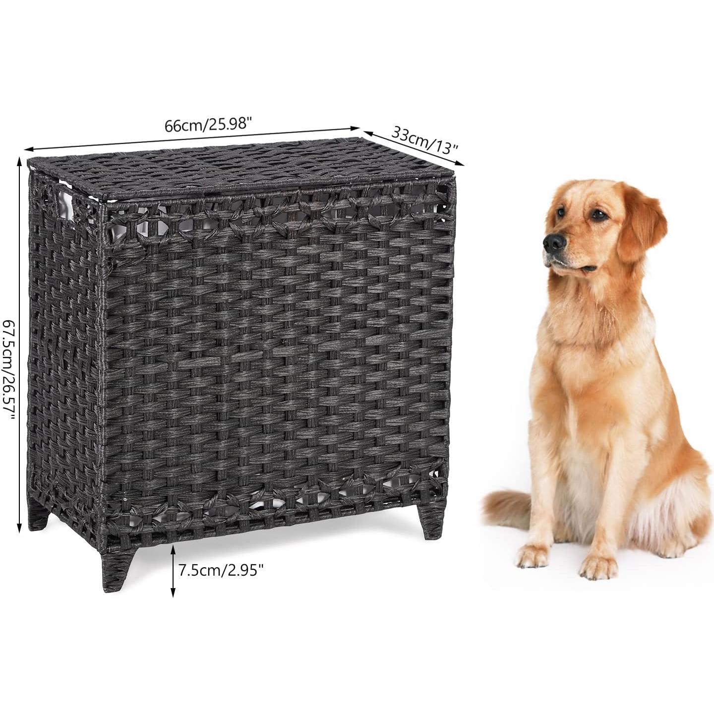 Cesta de Ropa Hermina 132L con 3 Bolsas Removibles Negra