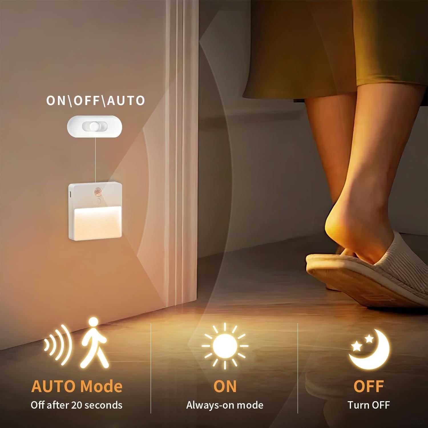 Luz Nocturna LED ASAWASA con Sensor de Movimiento 2 Piezas