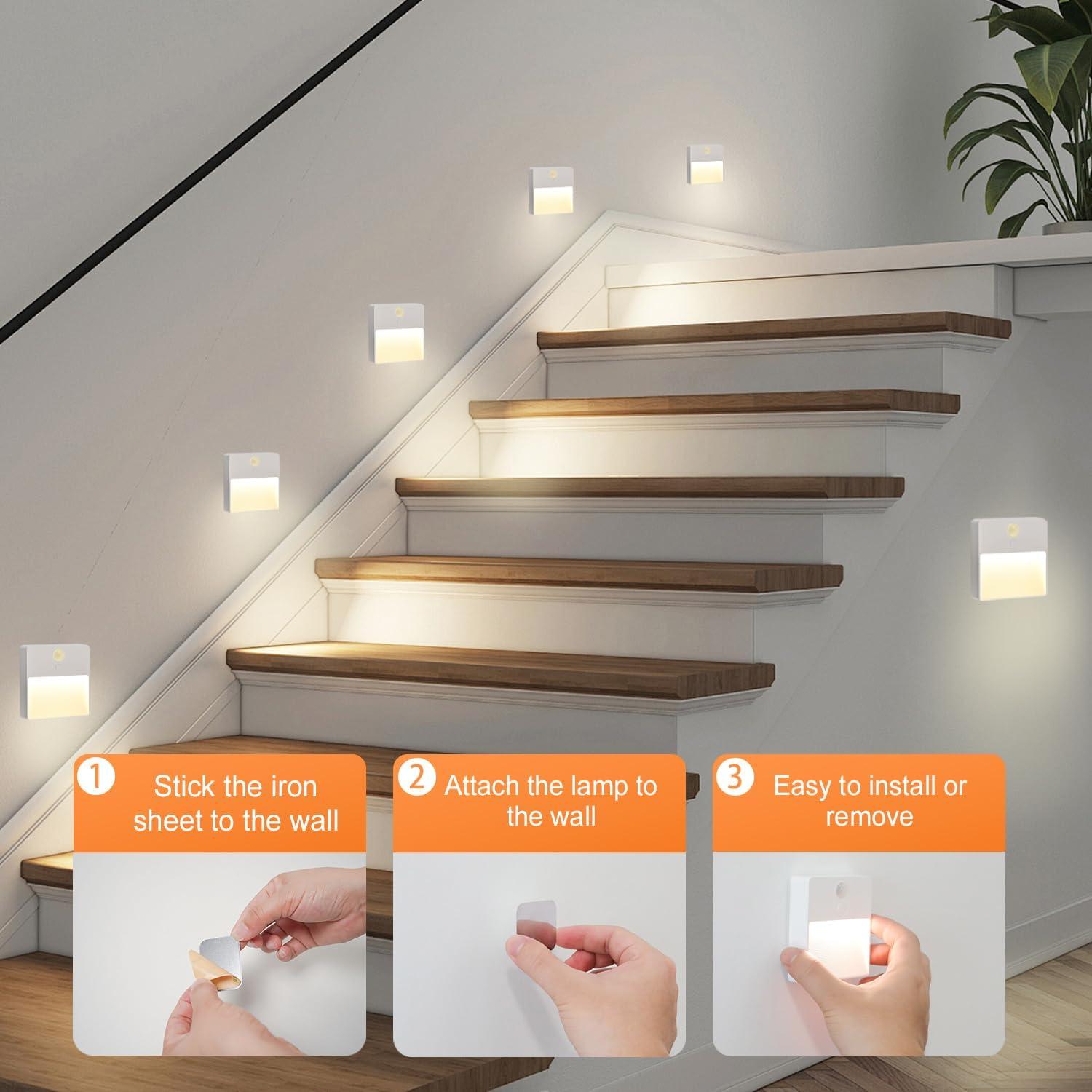 Luz Nocturna LED ASAWASA con Sensor de Movimiento 2 Piezas