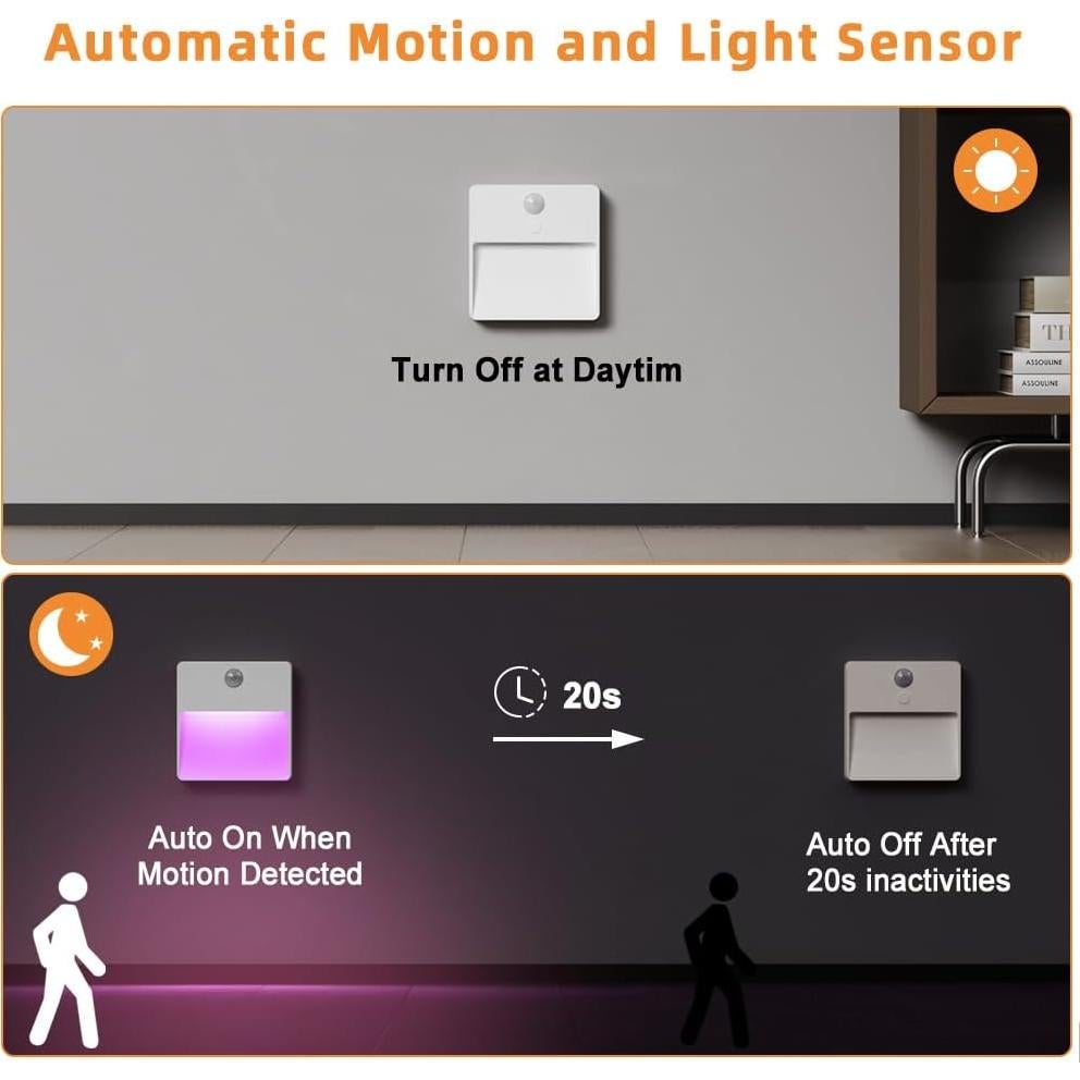 Luz Nocturna LED ASAWASA con Sensor de Movimiento 2 Piezas