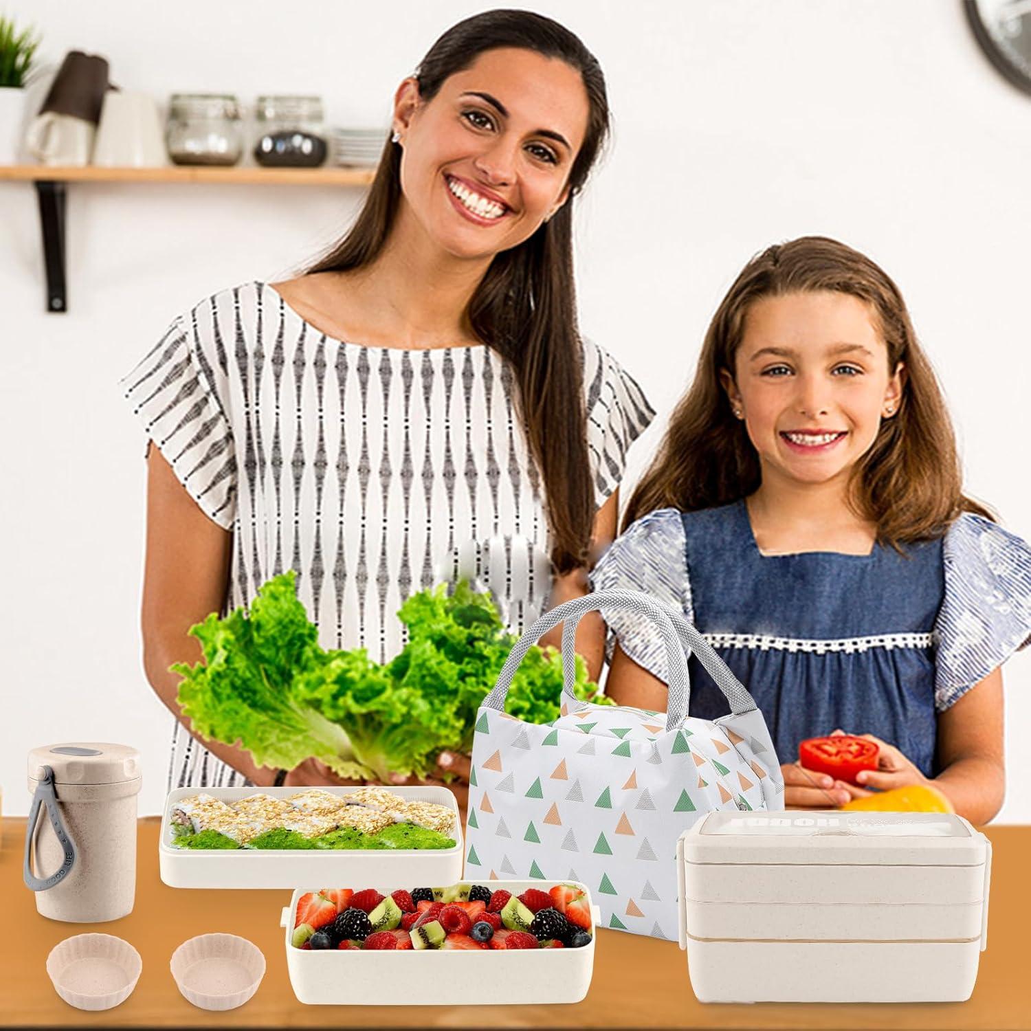 Caja Bento Apilable Iteryn con Bolsa y Taza para Sopa 3 Compartimentos