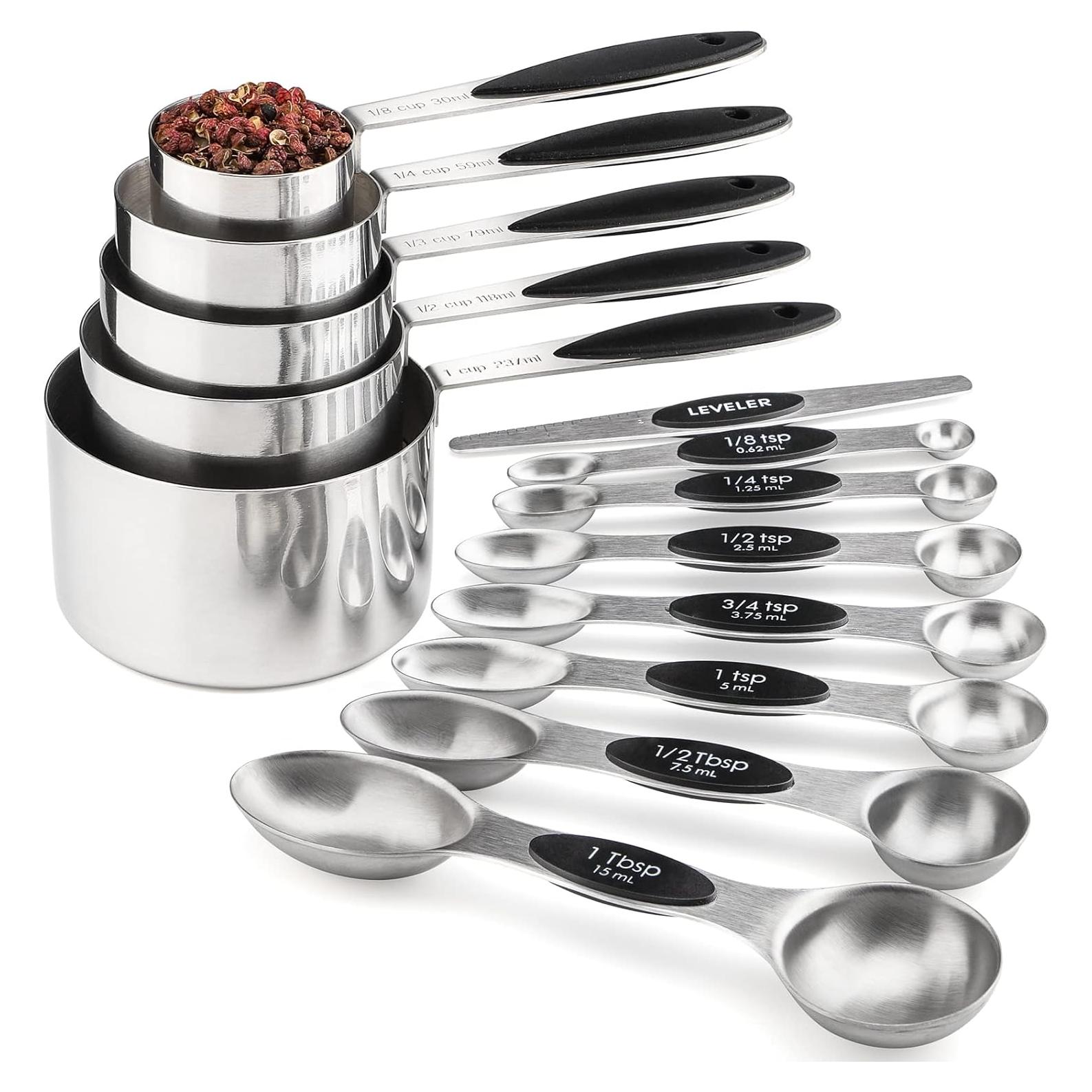 Juego de Tazas y Cucharas Medidoras Turewin Acero Inoxidable