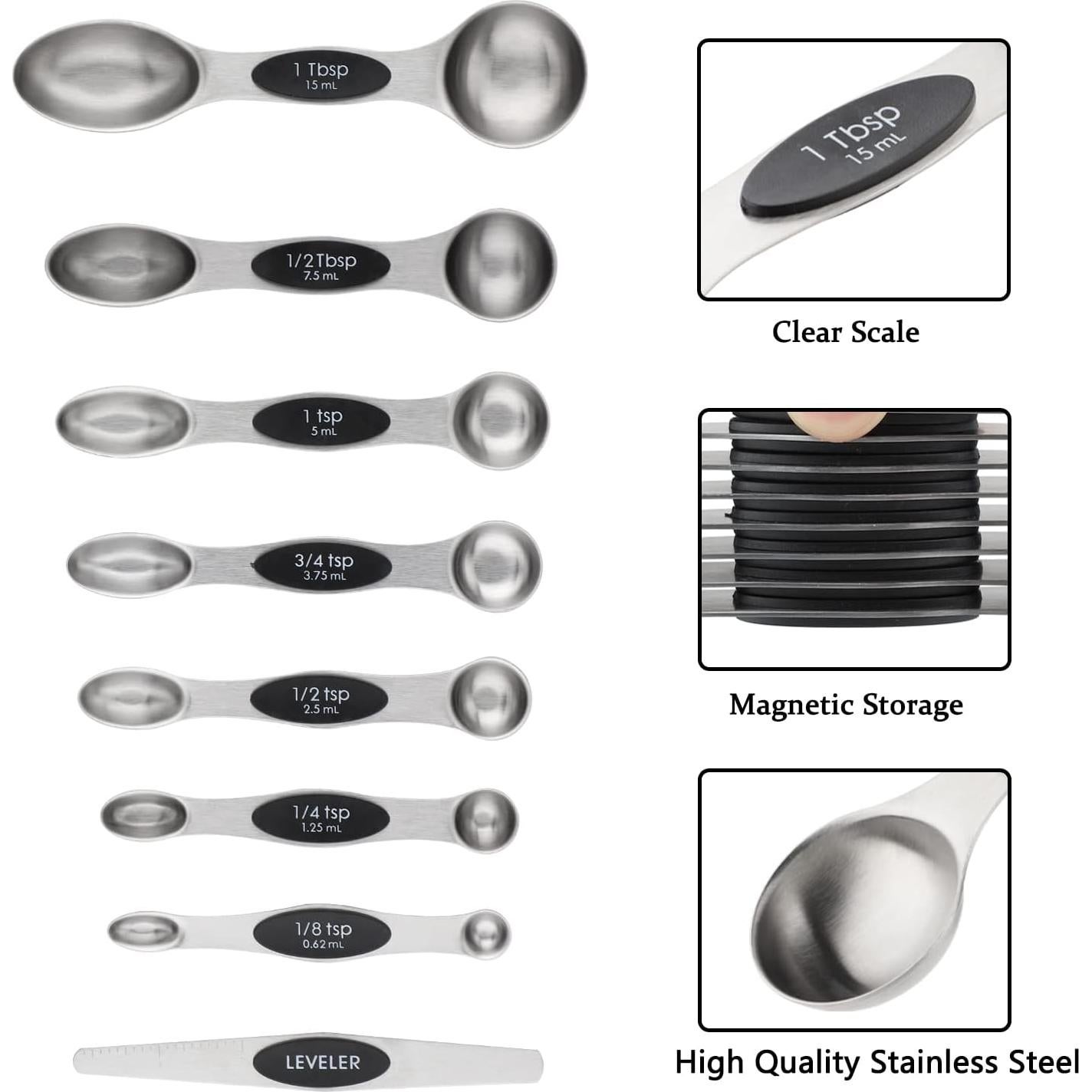 Juego de Tazas y Cucharas Medidoras Turewin Acero Inoxidable