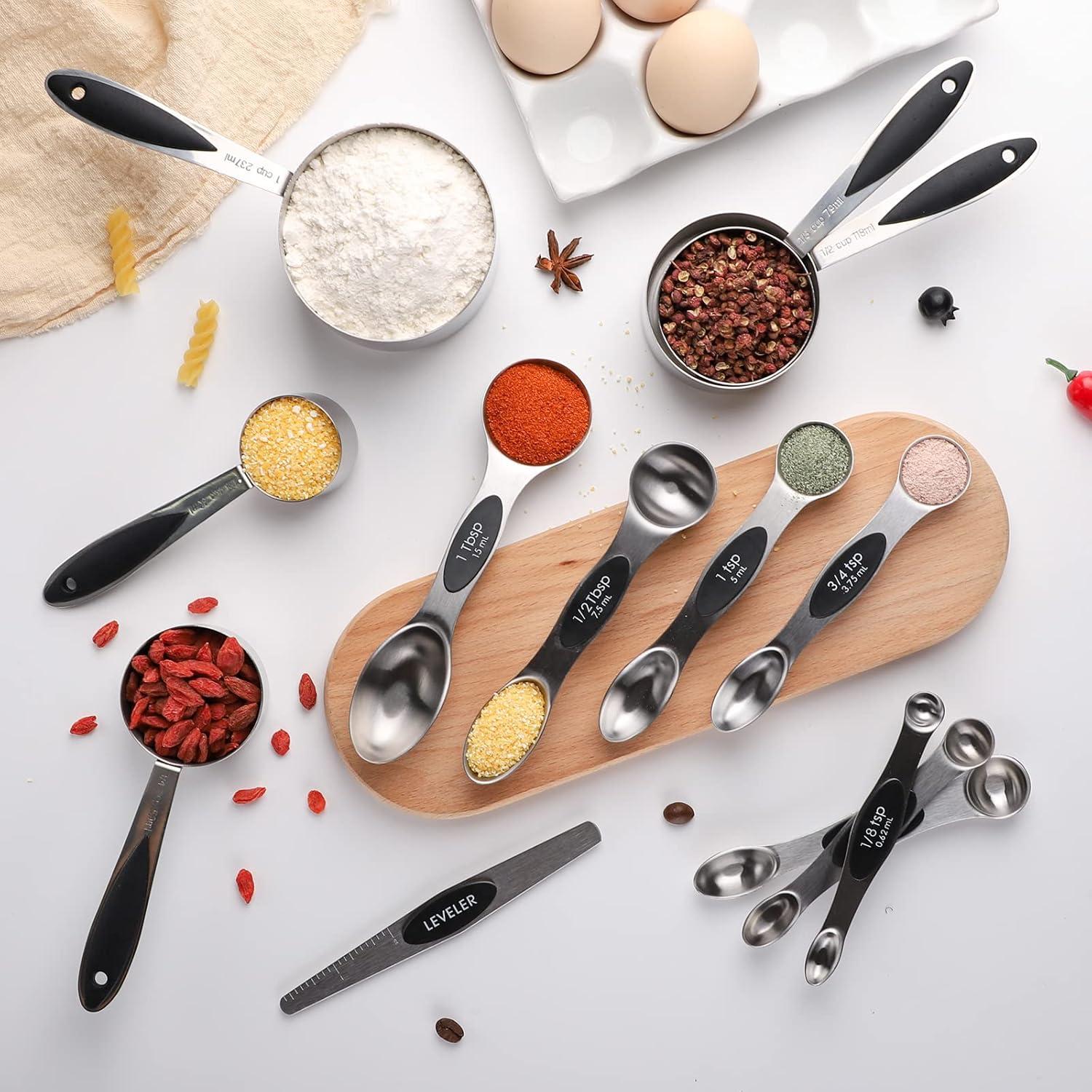 Juego de Tazas y Cucharas Medidoras Turewin Acero Inoxidable