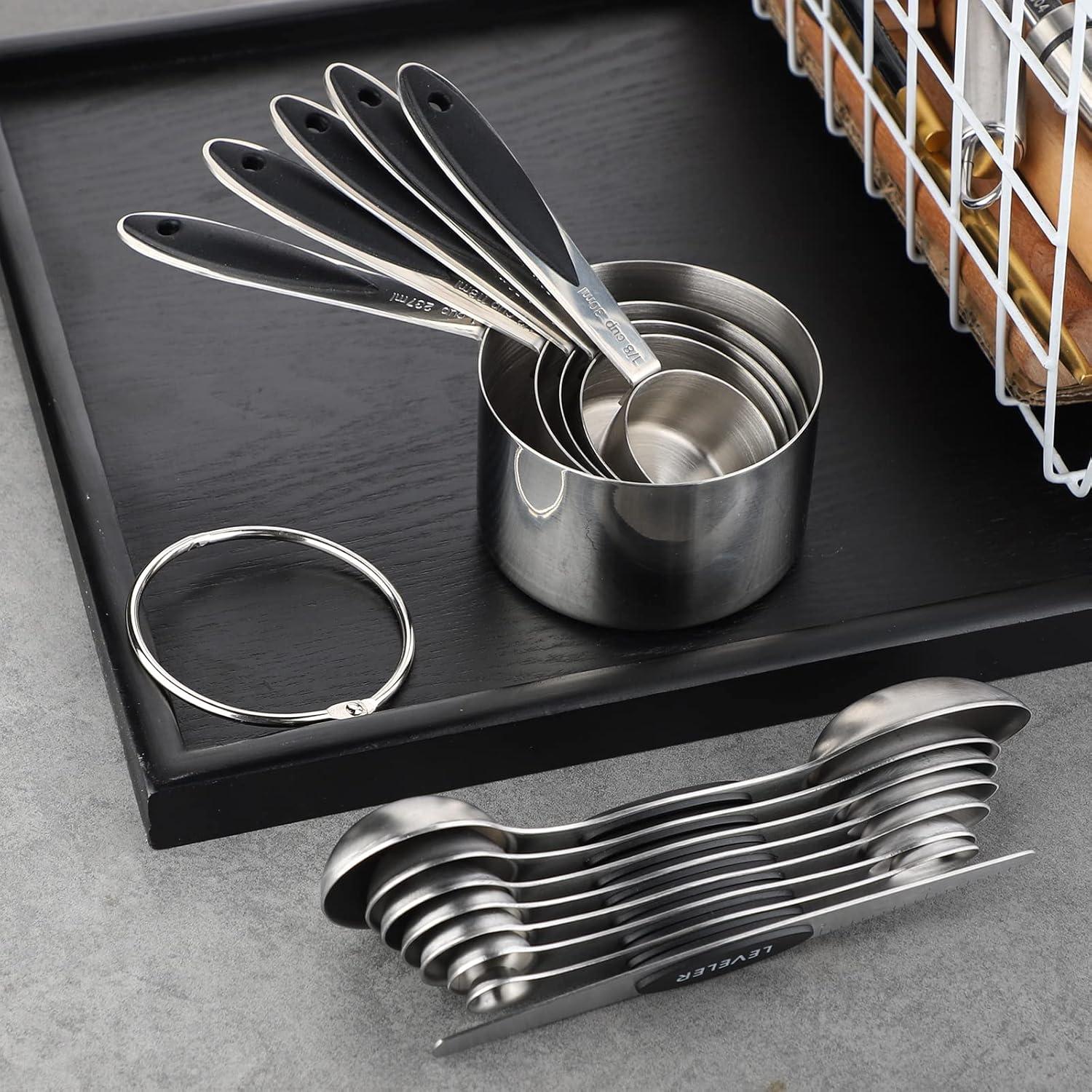 Juego de Tazas y Cucharas Medidoras Turewin Acero Inoxidable