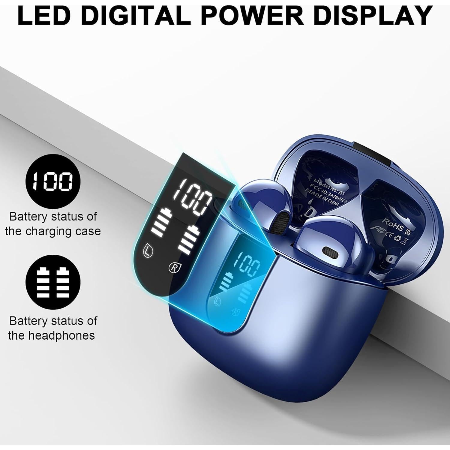 Auriculares Inalámbricos Wasart J55 Bluetooth 5.3 IP7 40H