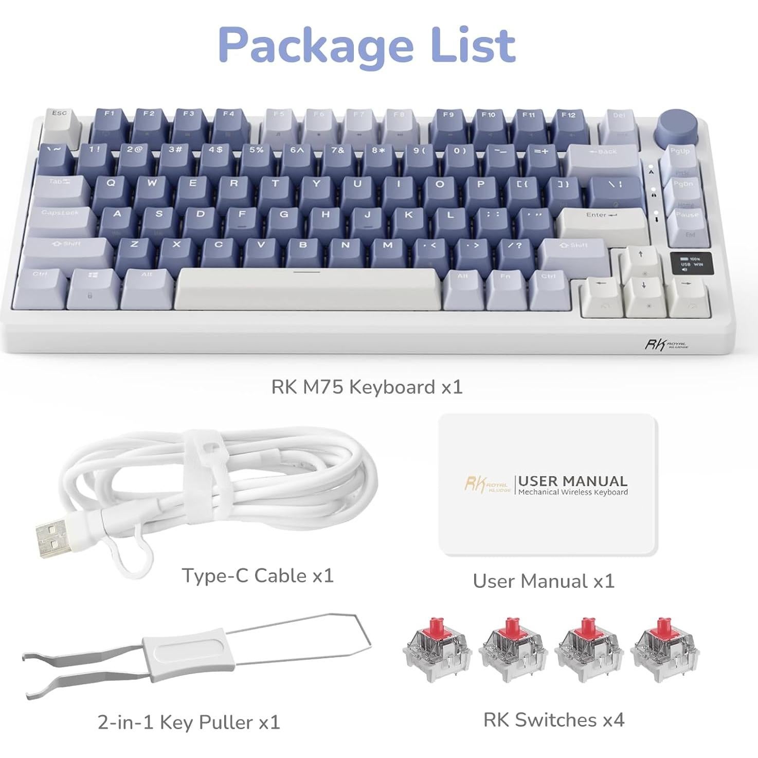 Teclado Mecánico RK Royal Kludge RKM75 75% RGB Bluetooth