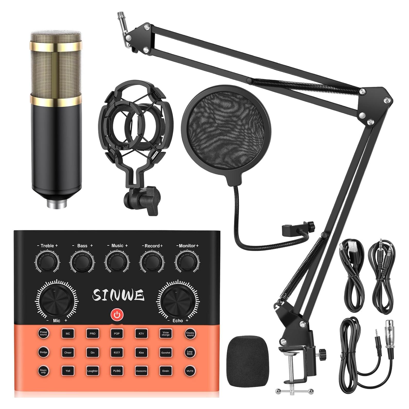 Kit de Podcast SINWE F993 Todo en Uno con Micrófono BM-800