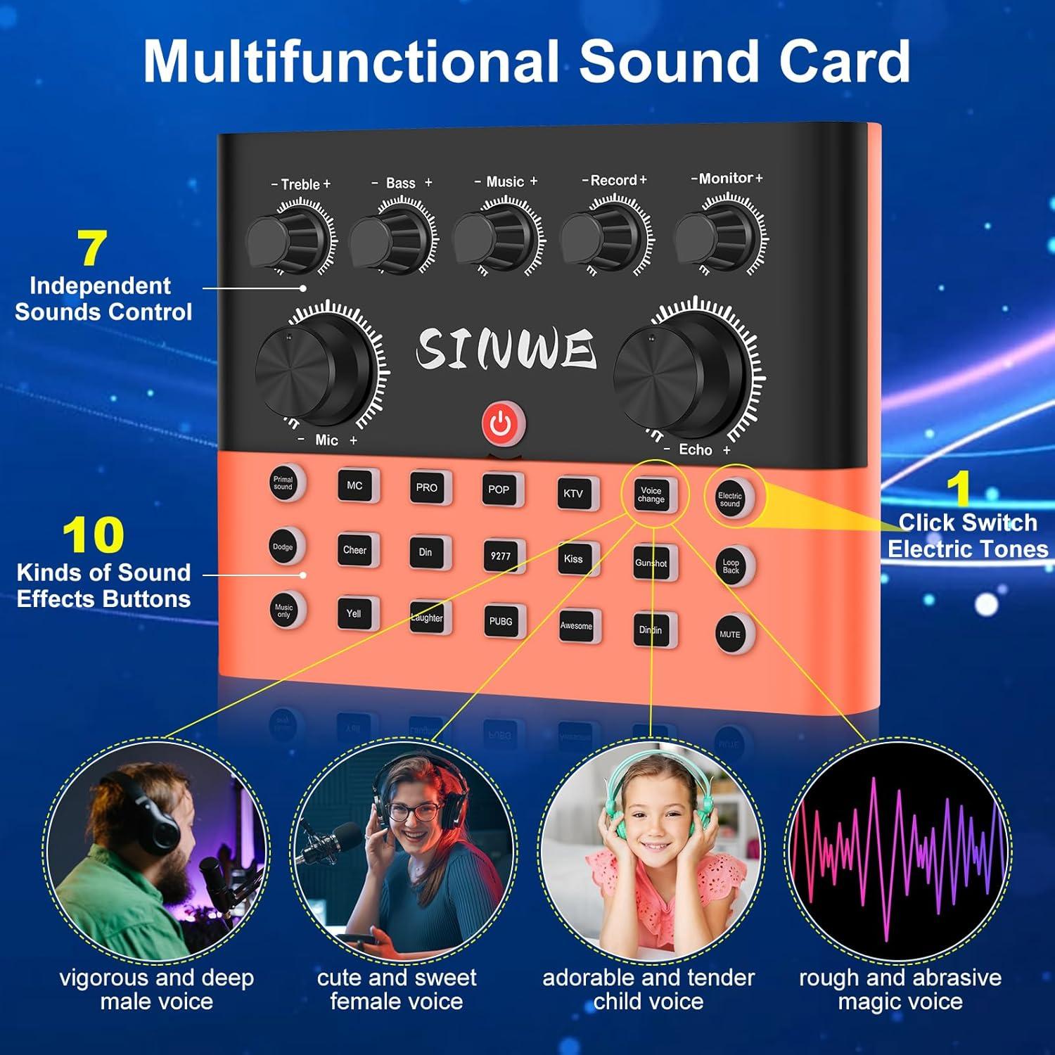 Kit de Podcast SINWE F993 Todo en Uno con Micrófono BM-800