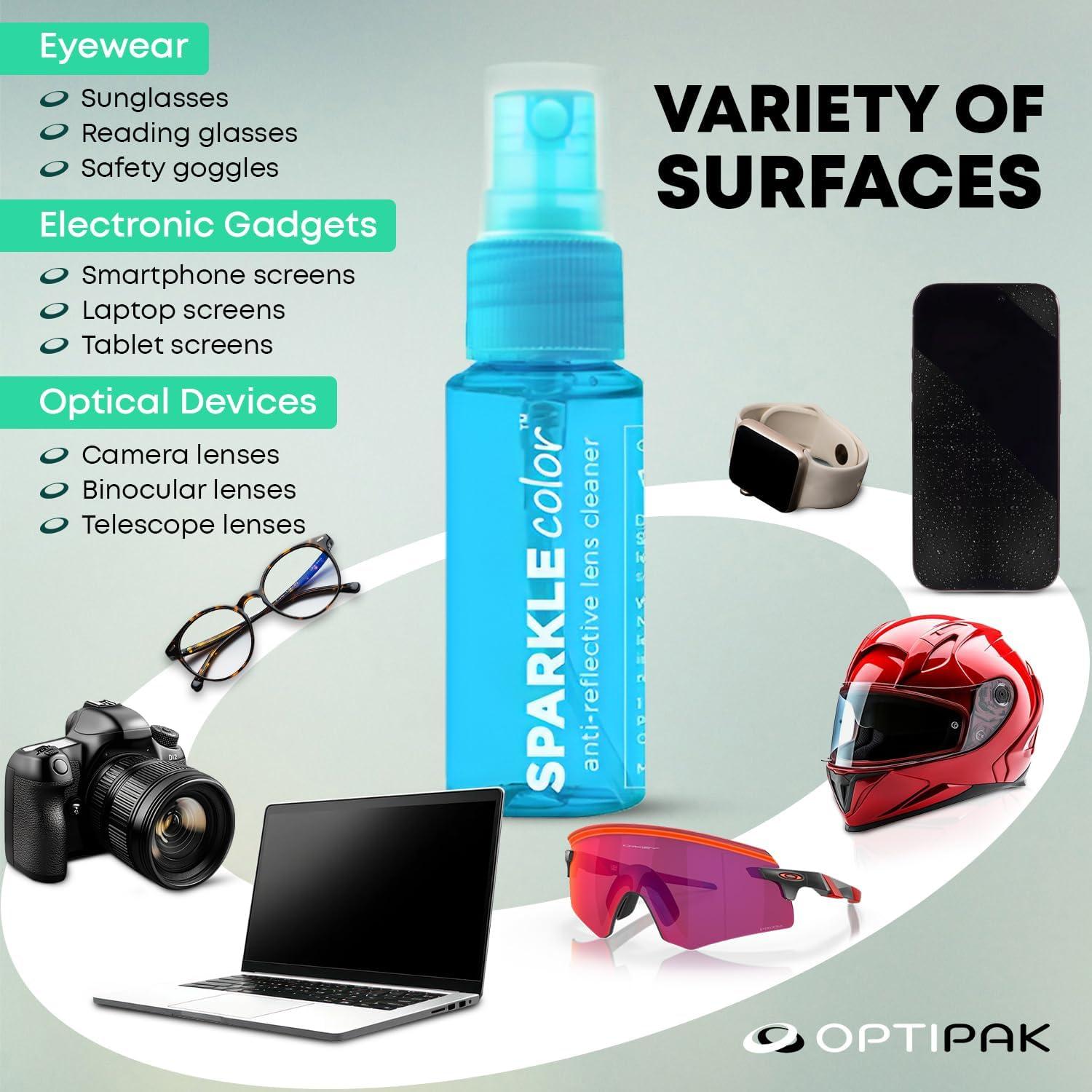 Kit de Limpieza de Gafas OPTIPAK - 2 Sprays 30ml + 2 Paños Microfibra