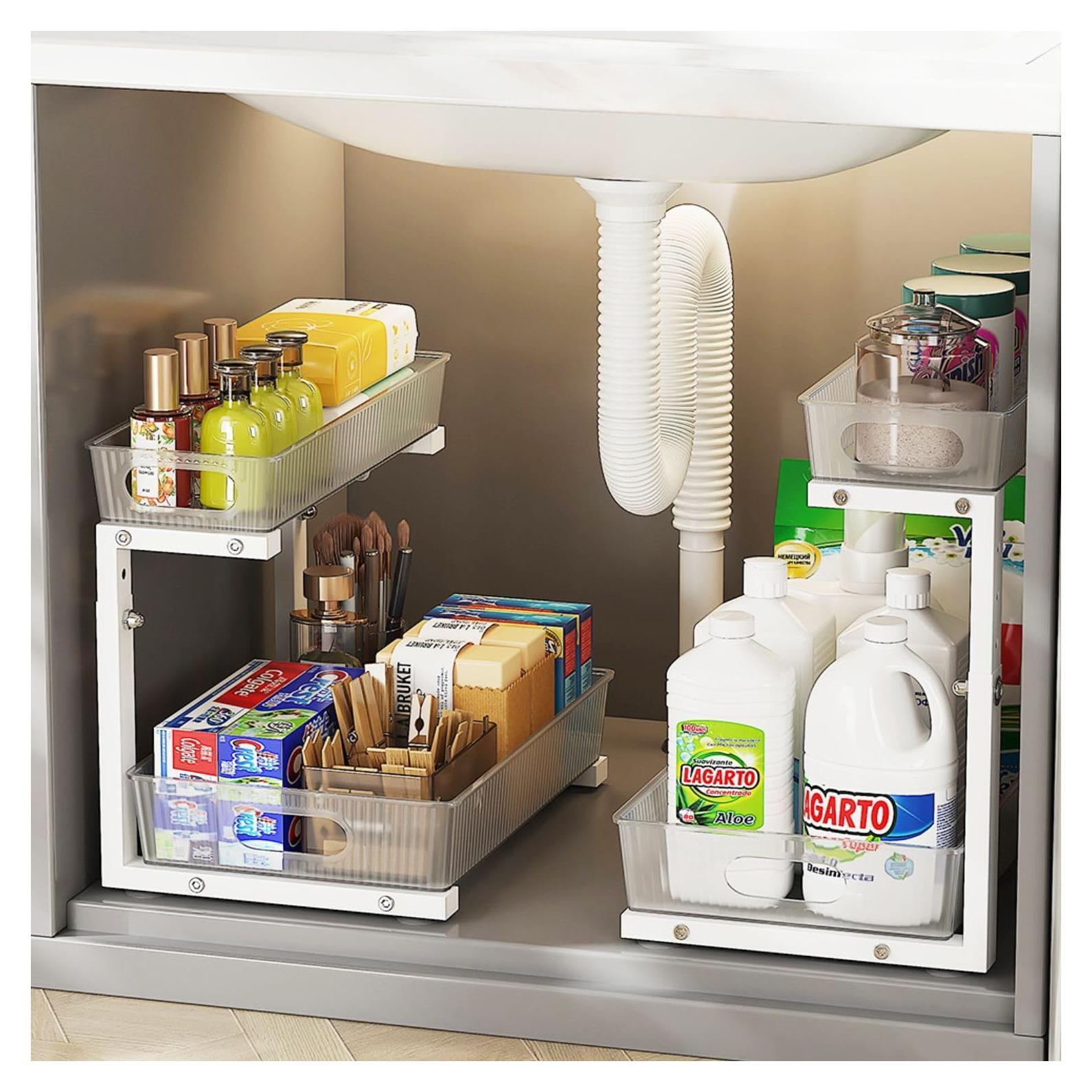 Organizador Bajo Fregadero DREMAK, 2 Paquete Ajustable Blanco