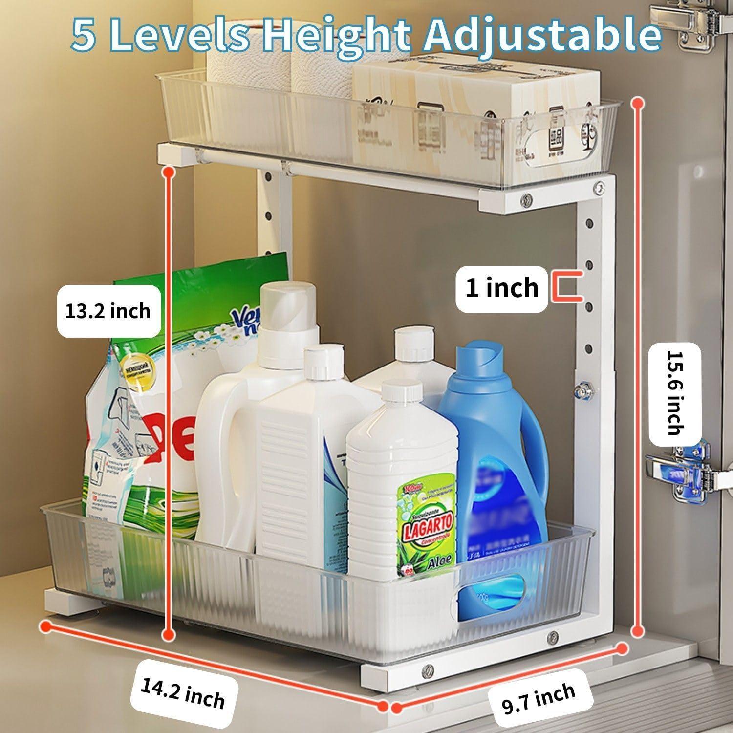 Organizador Bajo Fregadero DREMAK, 2 Paquete Ajustable Blanco