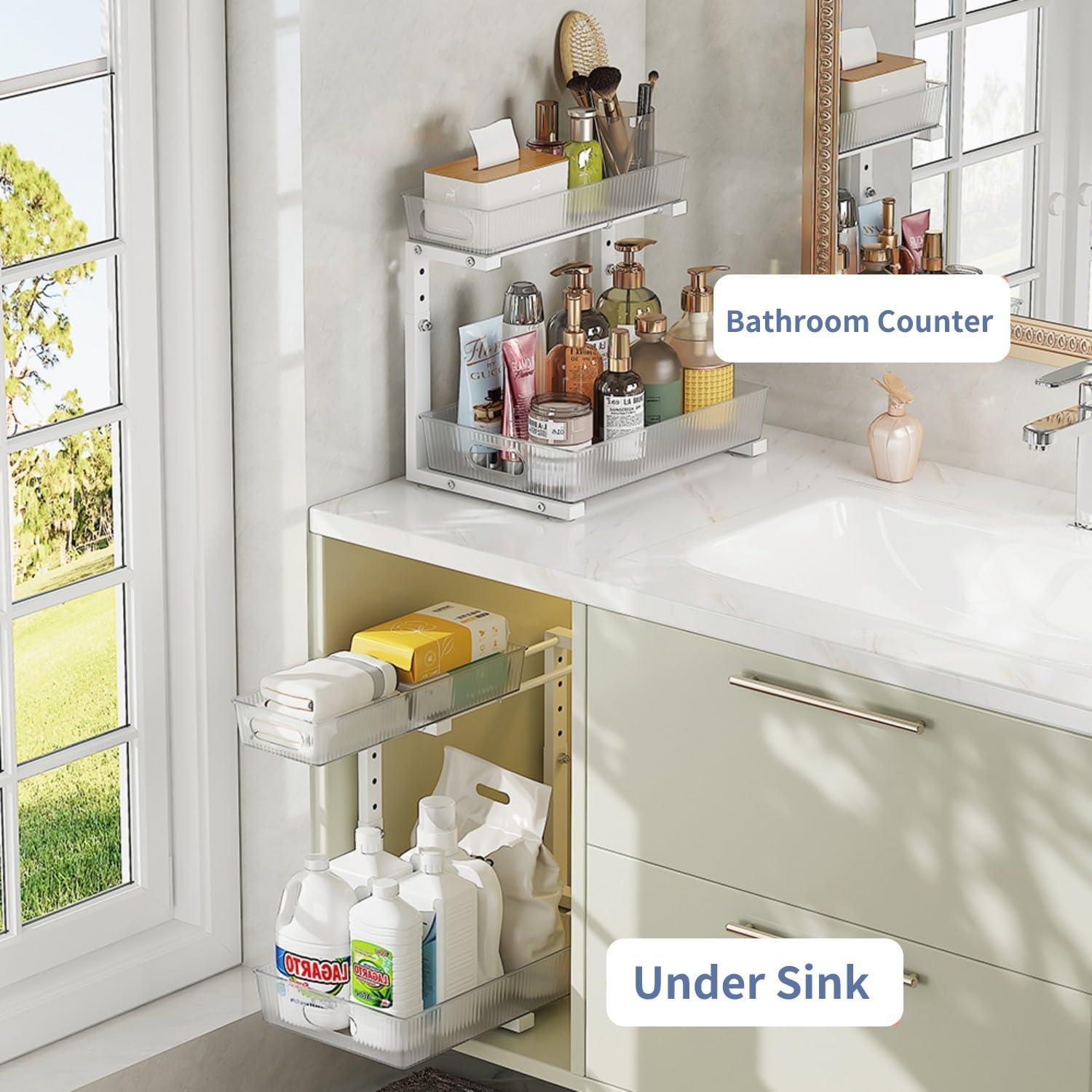 Organizador Bajo Fregadero DREMAK, 2 Paquete Ajustable Blanco