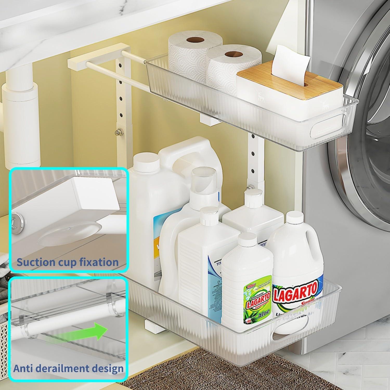 Organizador Bajo Fregadero DREMAK, 2 Paquete Ajustable Blanco