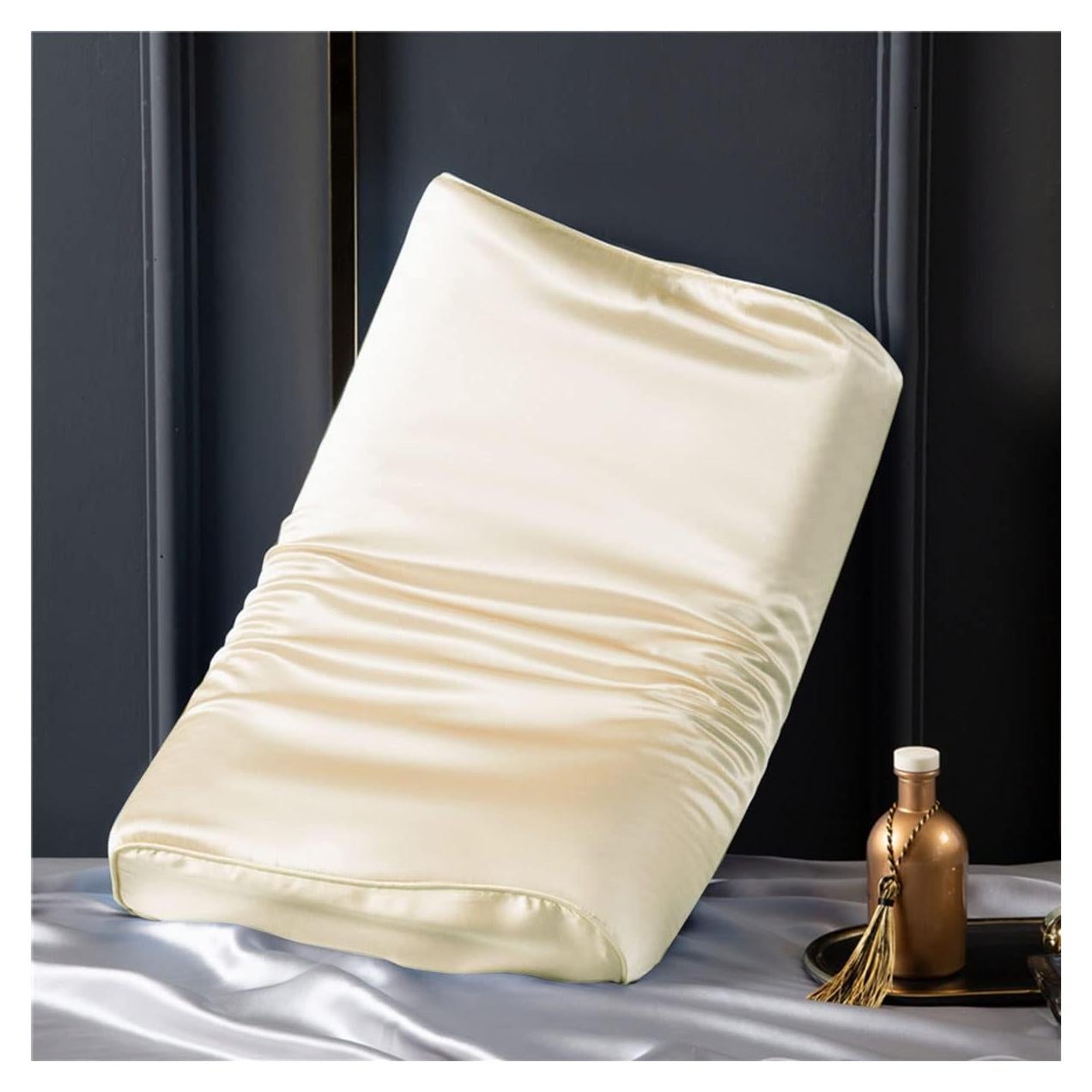 Funda de Almohada de Seda Cozysilk Beige 50x32x10cm Hipoalergénica