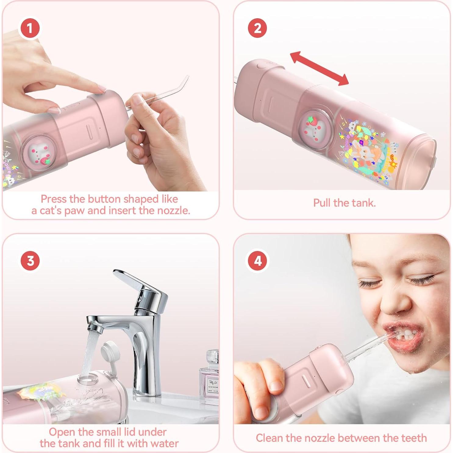 Hilo Dental Acuático Inalámbrico YK-Mak Rosa 3 Modos IPX7