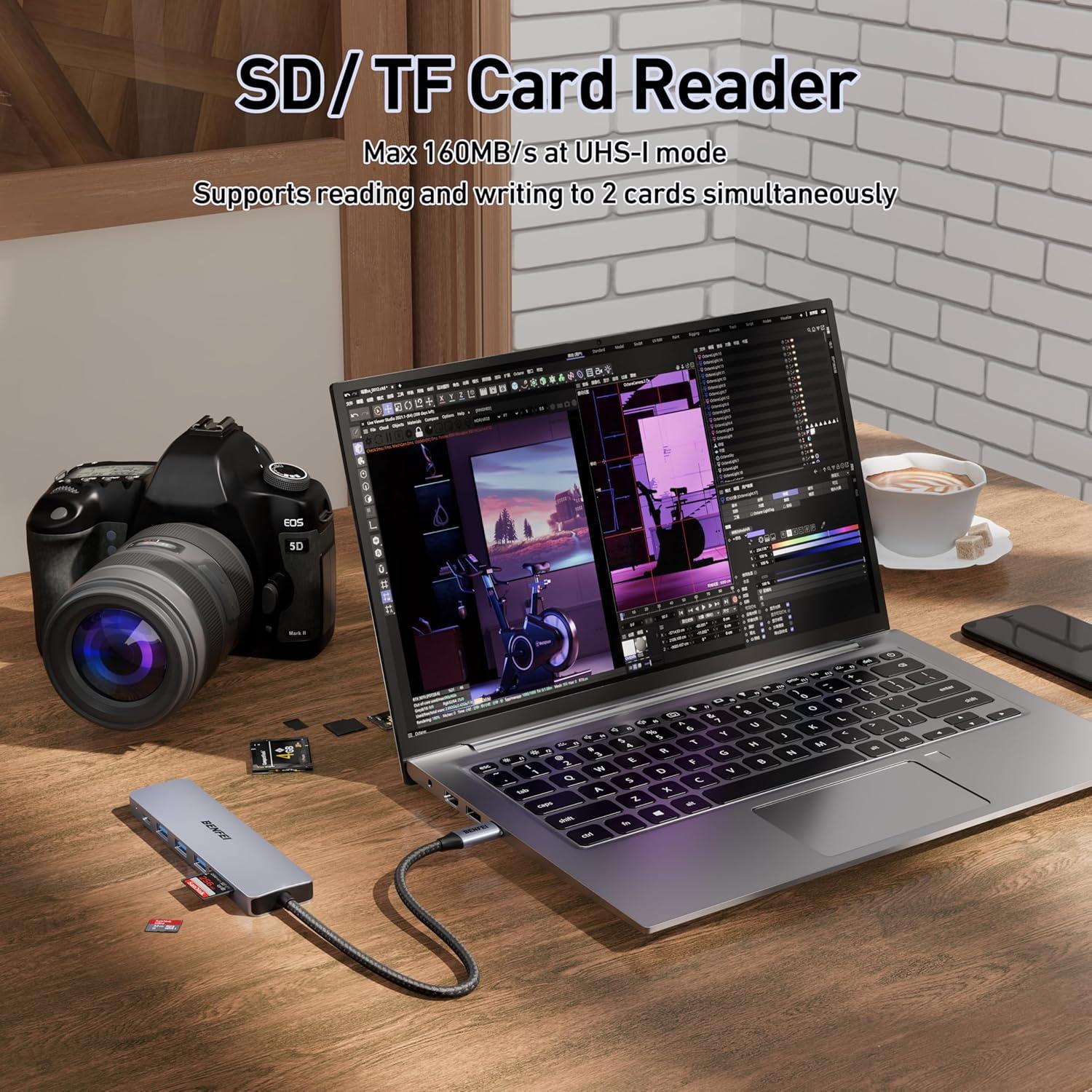 Hub USB-C 7-en-1 BENFEI con HDMI 4K, 100W, 3 USB 3.0