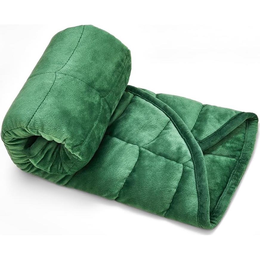 Manta con peso TONGDADA 3.18 kg Minky verde oscuro 74x61 cm