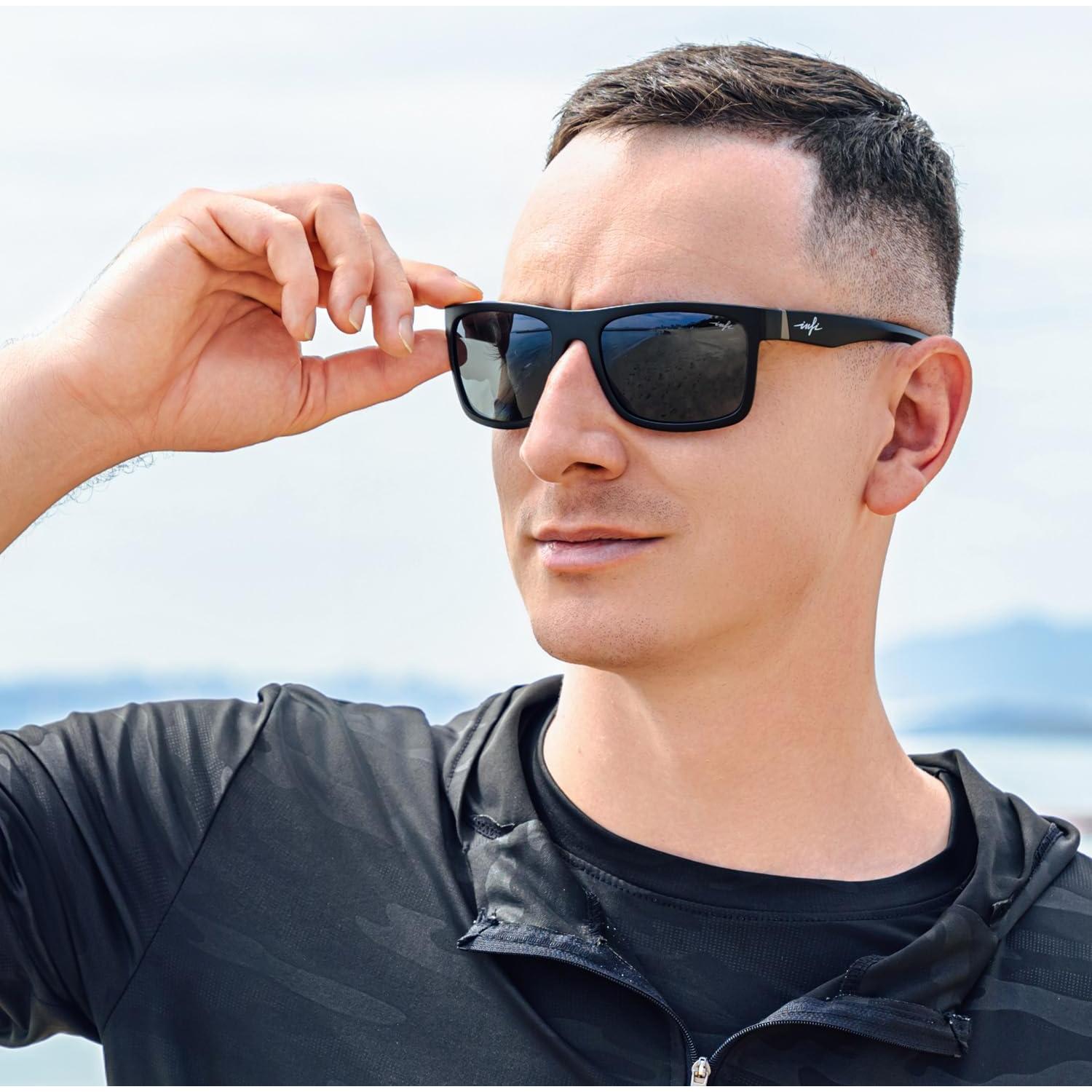 Gafas de sol polarizadas INFI para hombres UV400 marco negro