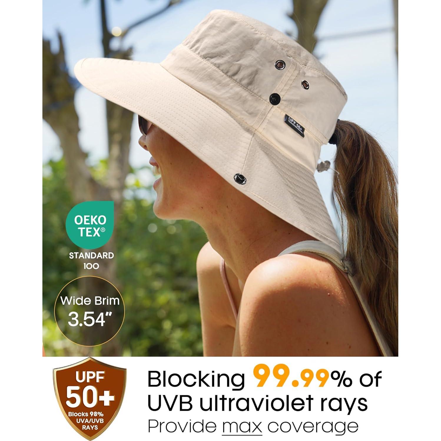 Sombrero de Sol FURTALK para Mujeres UPF 50+ con Agujero para Coleta