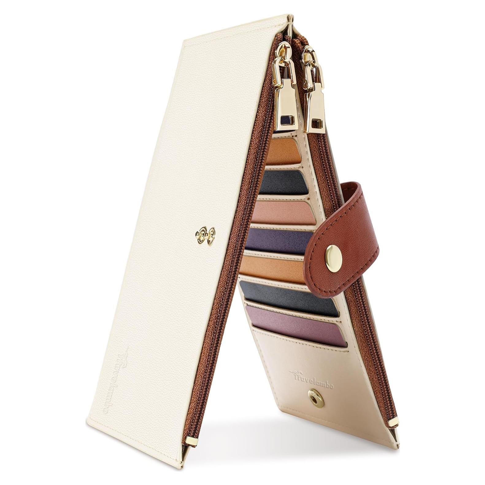 Cartera de Cuero Travelambo para Mujeres Slim con Bloqueo RFID