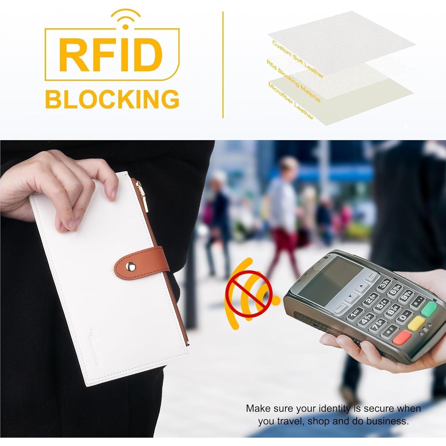 Cartera de Cuero Travelambo para Mujeres Slim con Bloqueo RFID