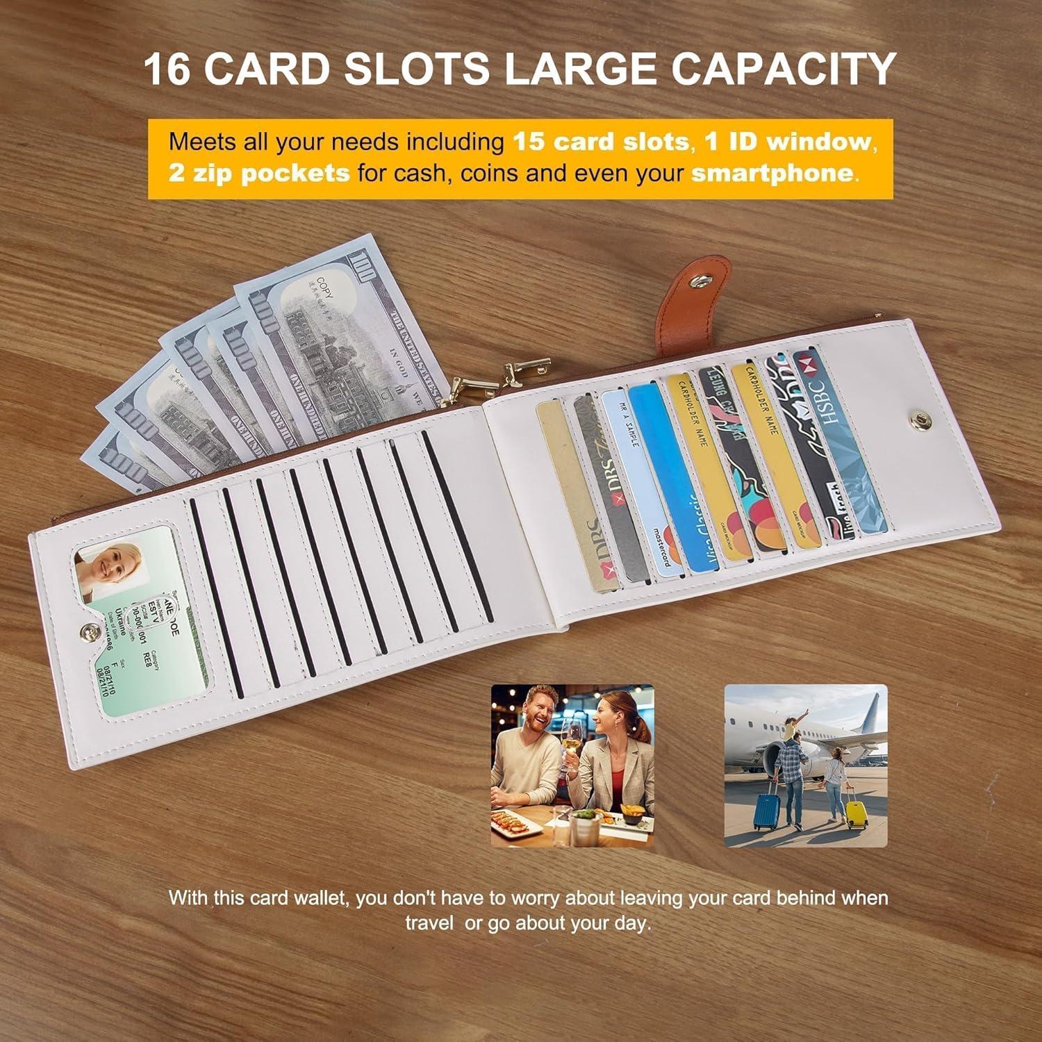 Cartera de Cuero Travelambo para Mujeres Slim con Bloqueo RFID