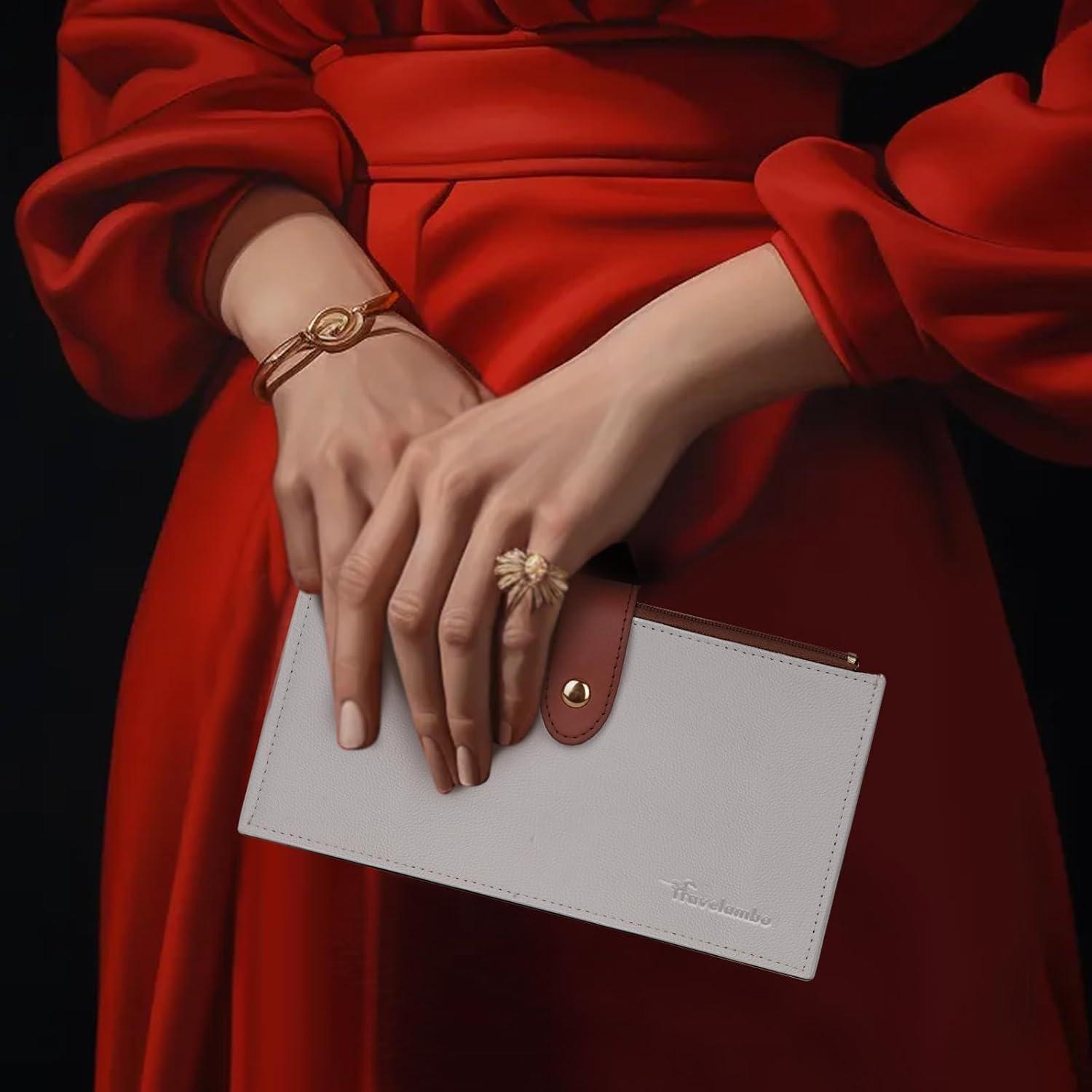 Cartera de Cuero Travelambo para Mujeres Slim con Bloqueo RFID