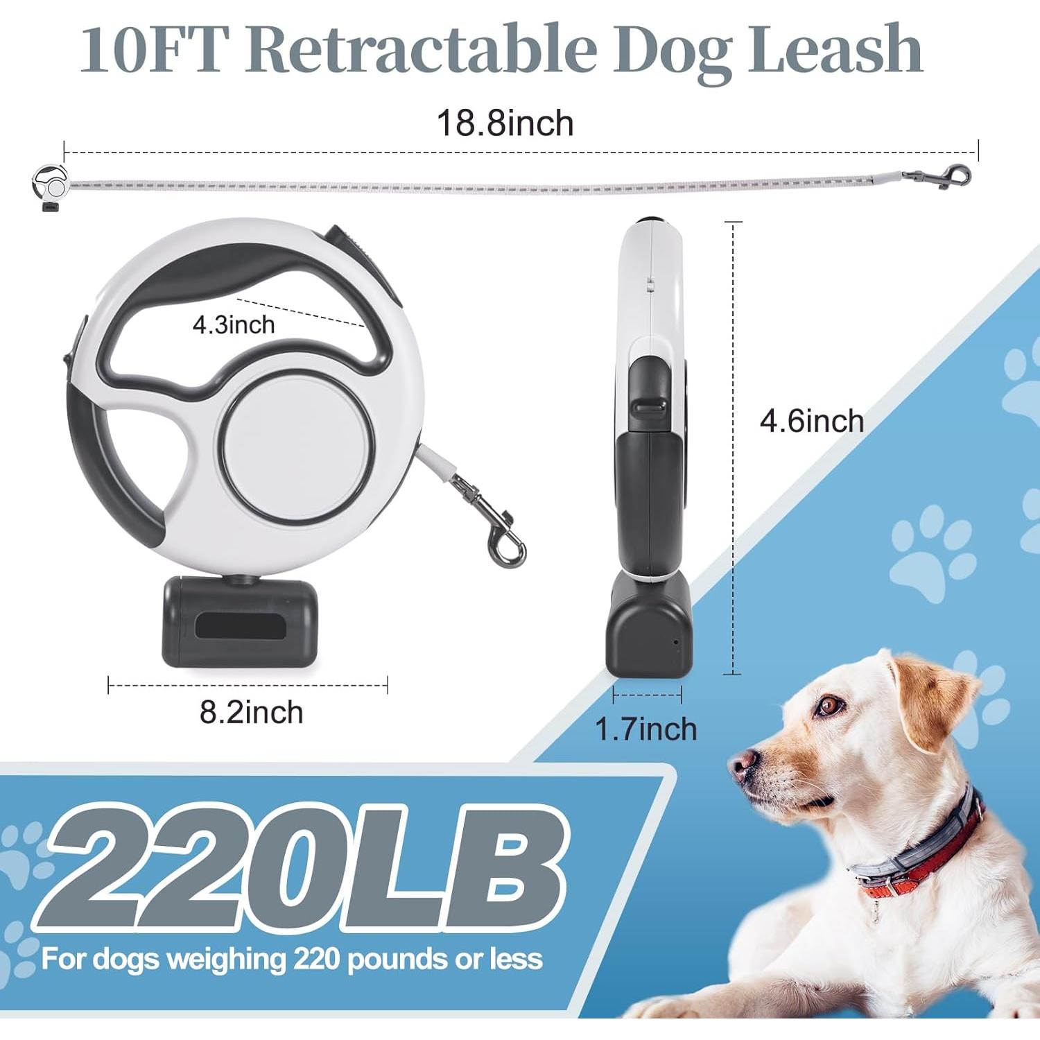 Correa Retráctil para Perros Zividodo 10 pies con Luz LED