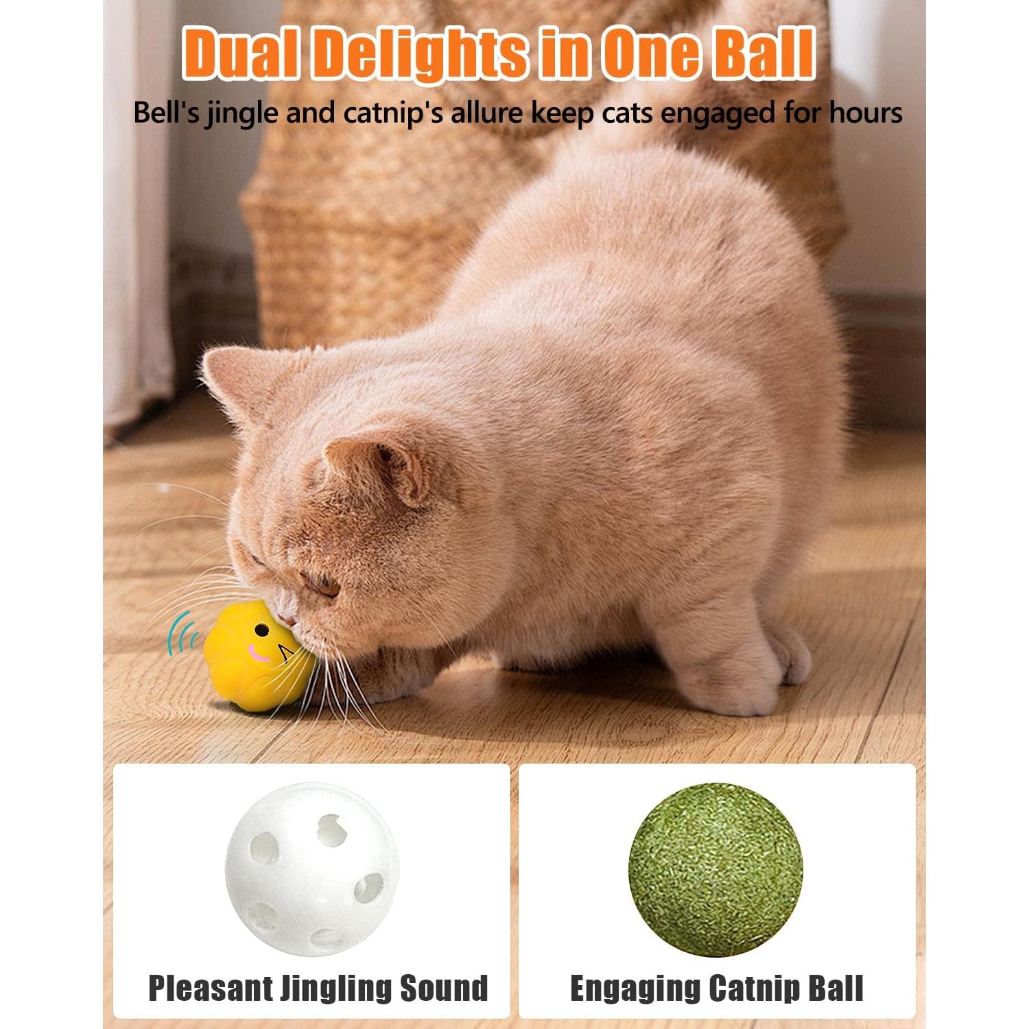 Pelotas de Juguete para Gatos KrauzPet - 5cm con Campana y Hierba Gatera