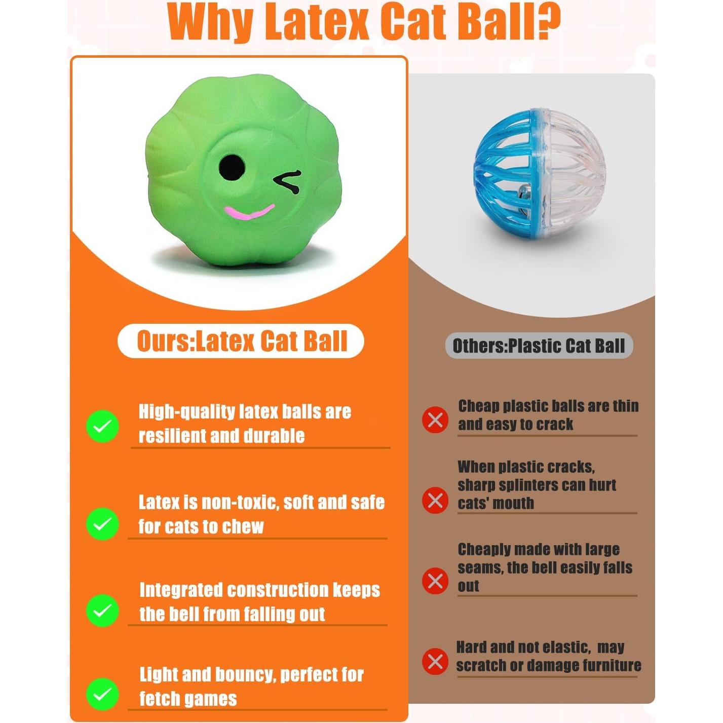 Pelotas de Juguete para Gatos KrauzPet - 5cm con Campana y Hierba Gatera