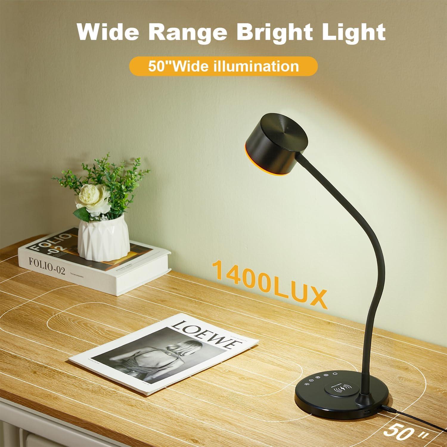 Lámpara de Escritorio KAiSnova Negra con Cargador Inalámbrico