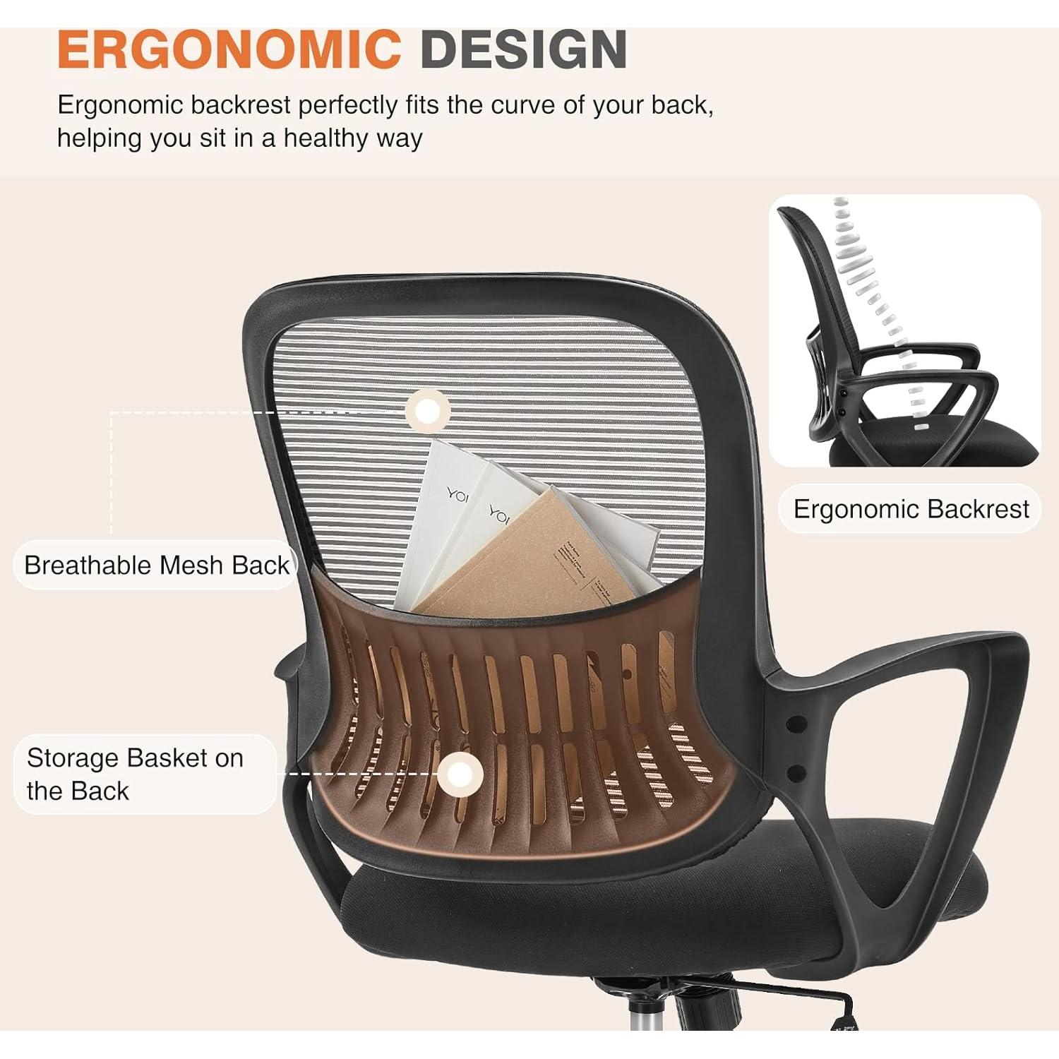 Silla Ejecutiva Ergonómica Sweetcrispy con Soporte Lumbar