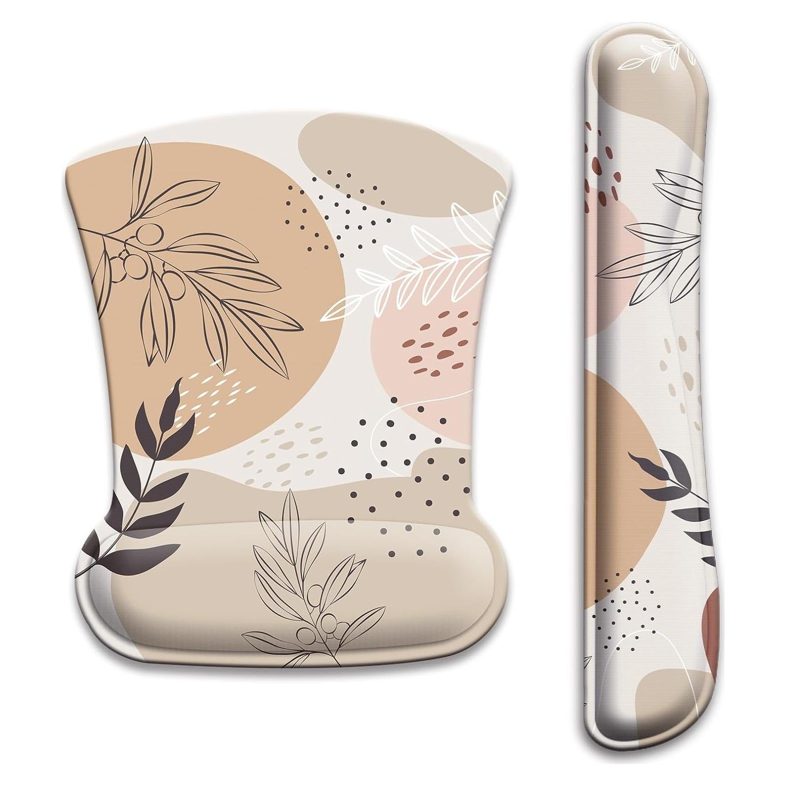 Almohadilla ergonómica para muñeca Wiabsi Hojas Boho - 2 piezas