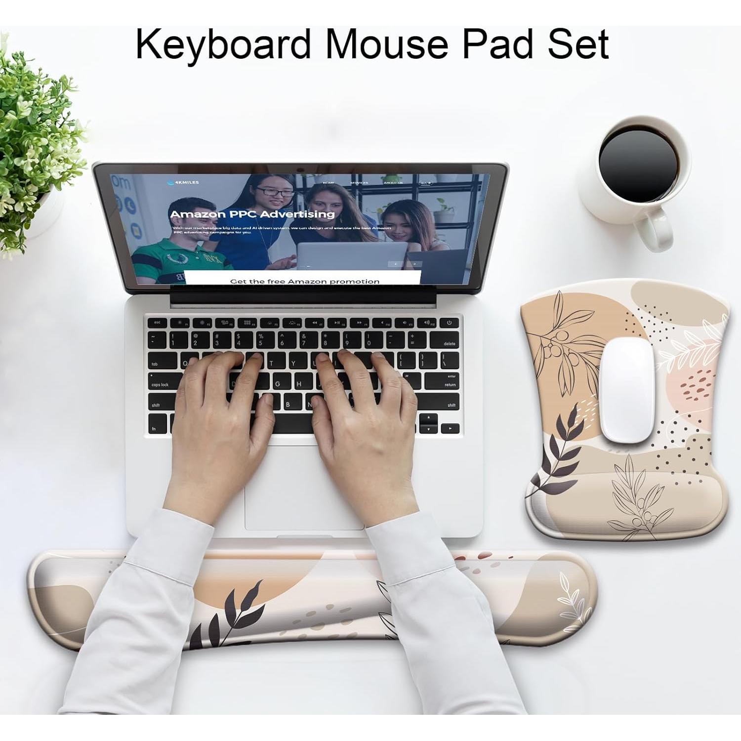 Almohadilla ergonómica para muñeca Wiabsi Hojas Boho - 2 piezas