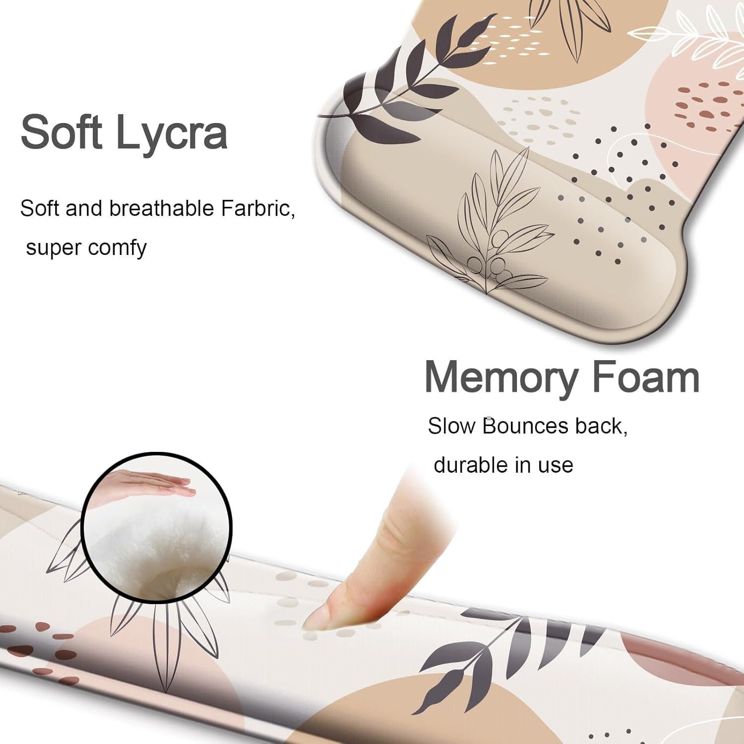 Almohadilla ergonómica para muñeca Wiabsi Hojas Boho - 2 piezas