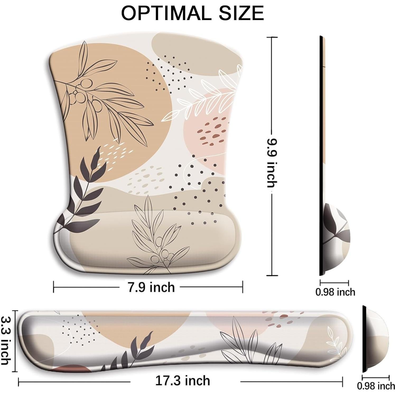 Almohadilla ergonómica para muñeca Wiabsi Hojas Boho - 2 piezas