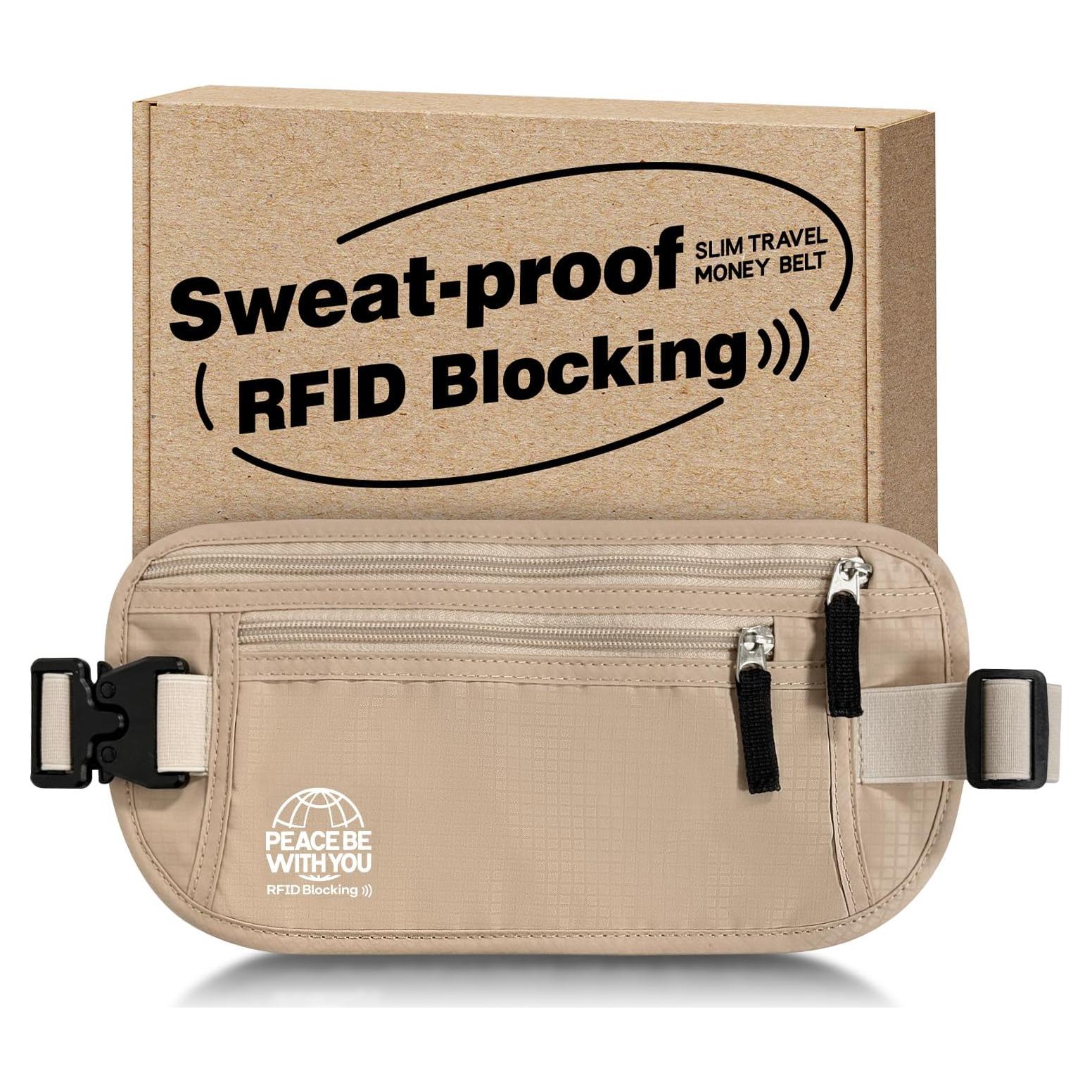 Cinturón de Dinero Oculto RFID Bamneat Beige 3ra Generación