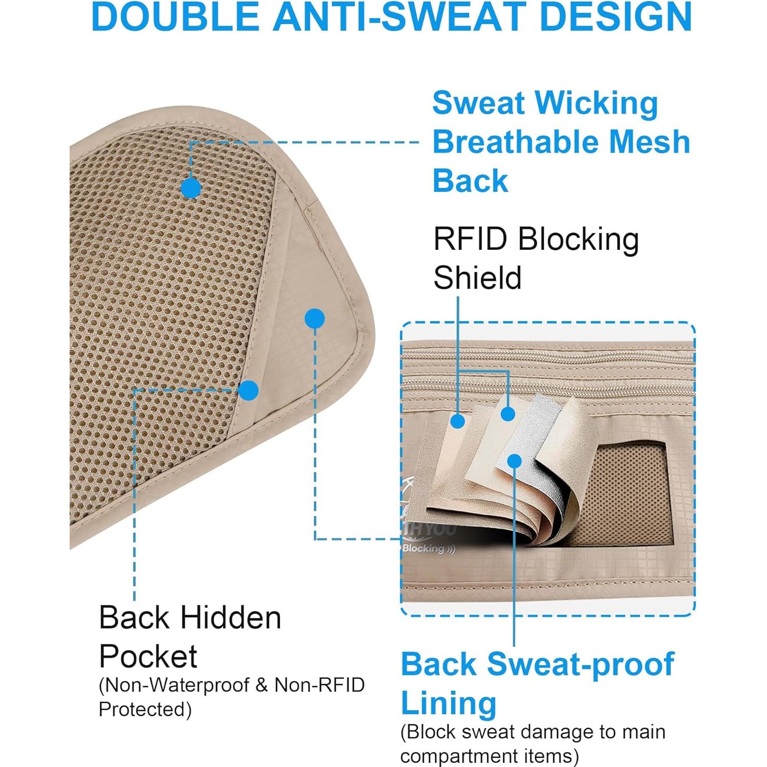 Cinturón de Dinero Oculto RFID Bamneat Beige 3ra Generación