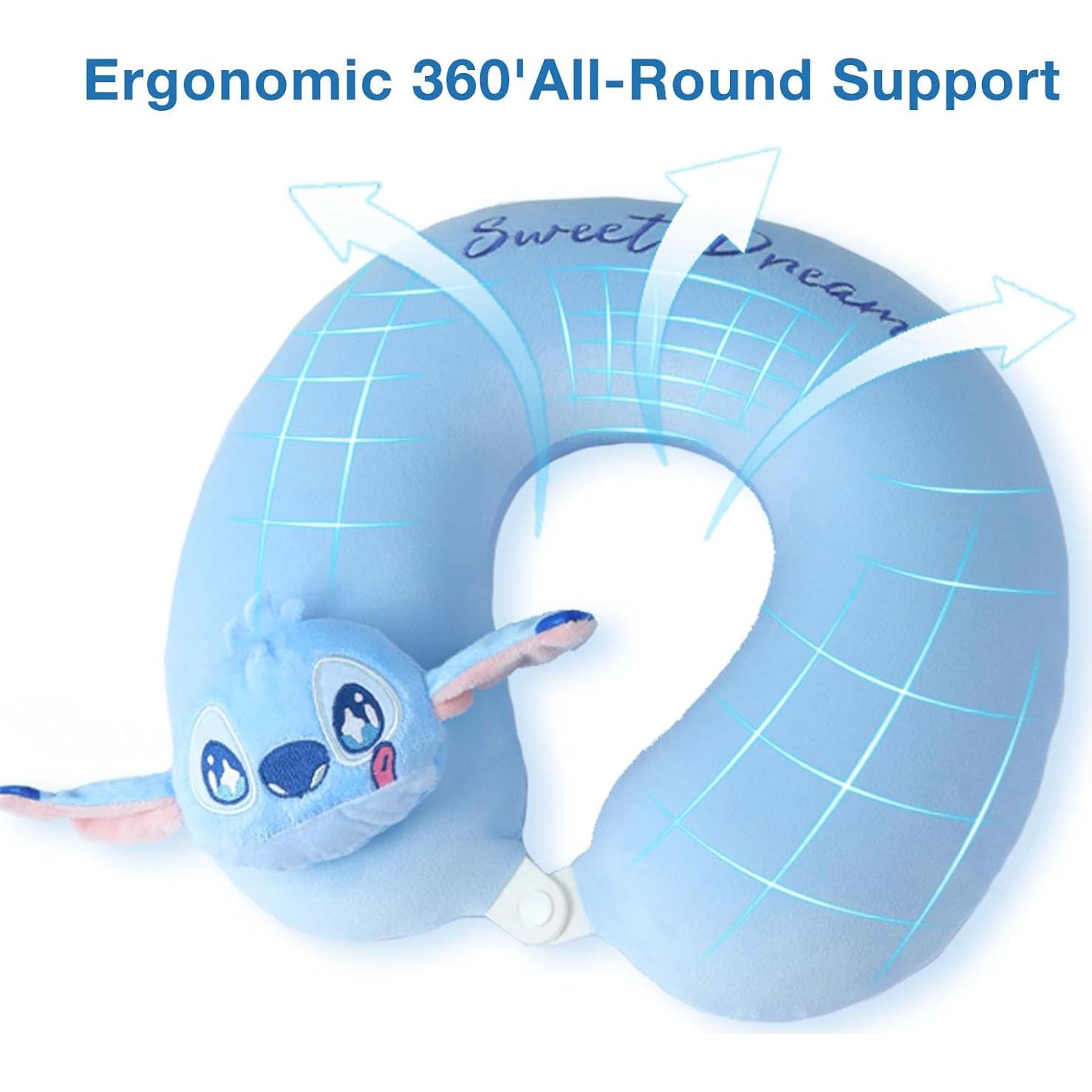 Almohada de Viaje MINISO Disney Stitch 100% Espuma de Memoria