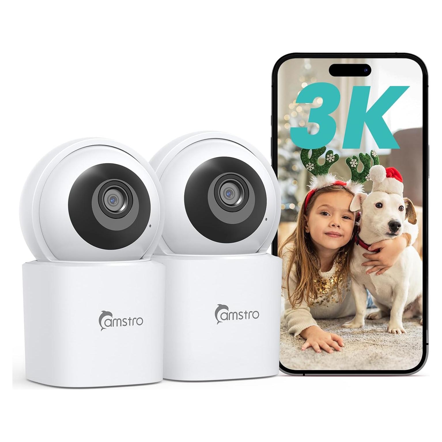 Cámara de Seguridad Interior 3K Camstro Paquete de 2 WiFi