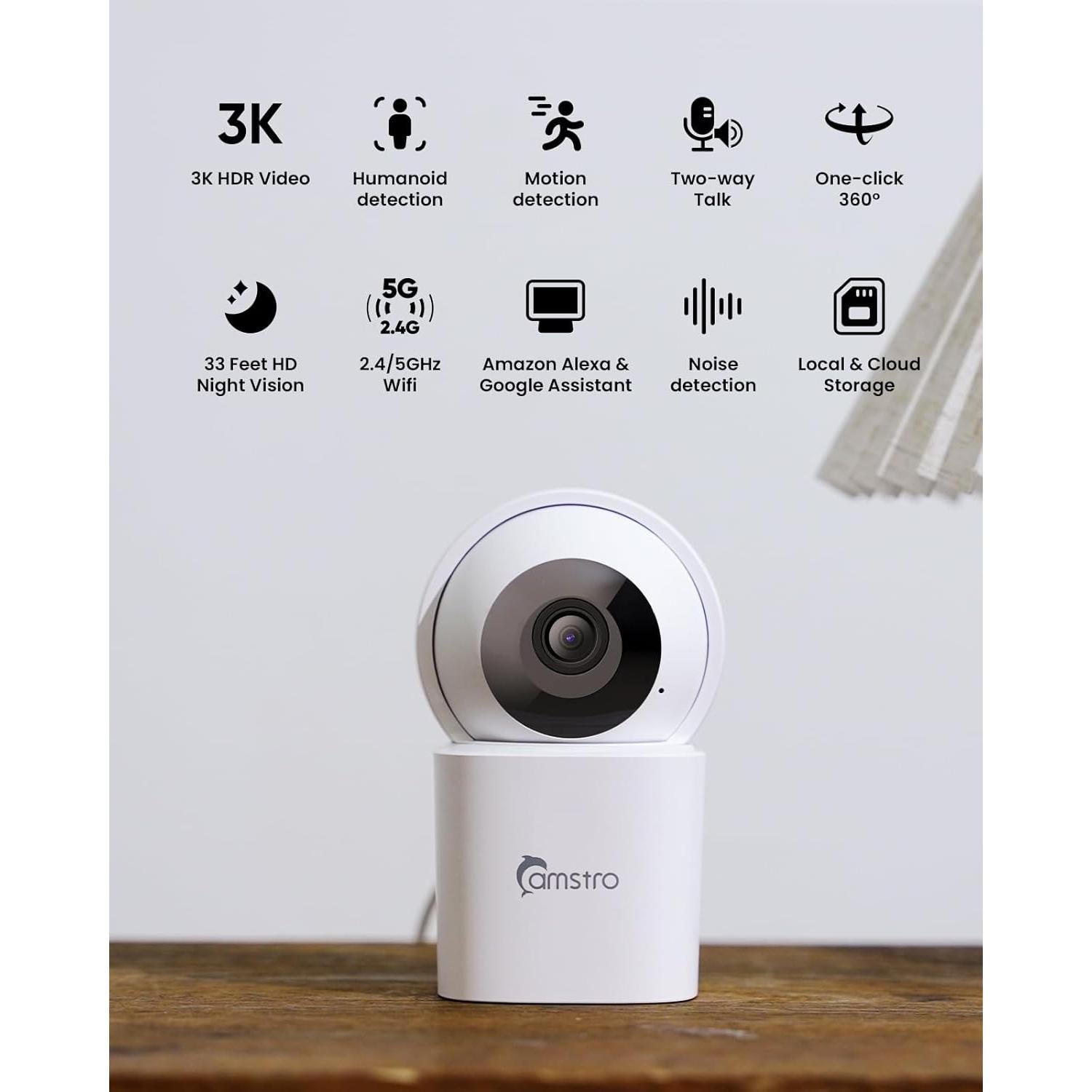 Cámara de Seguridad Interior 3K Camstro Paquete de 2 WiFi