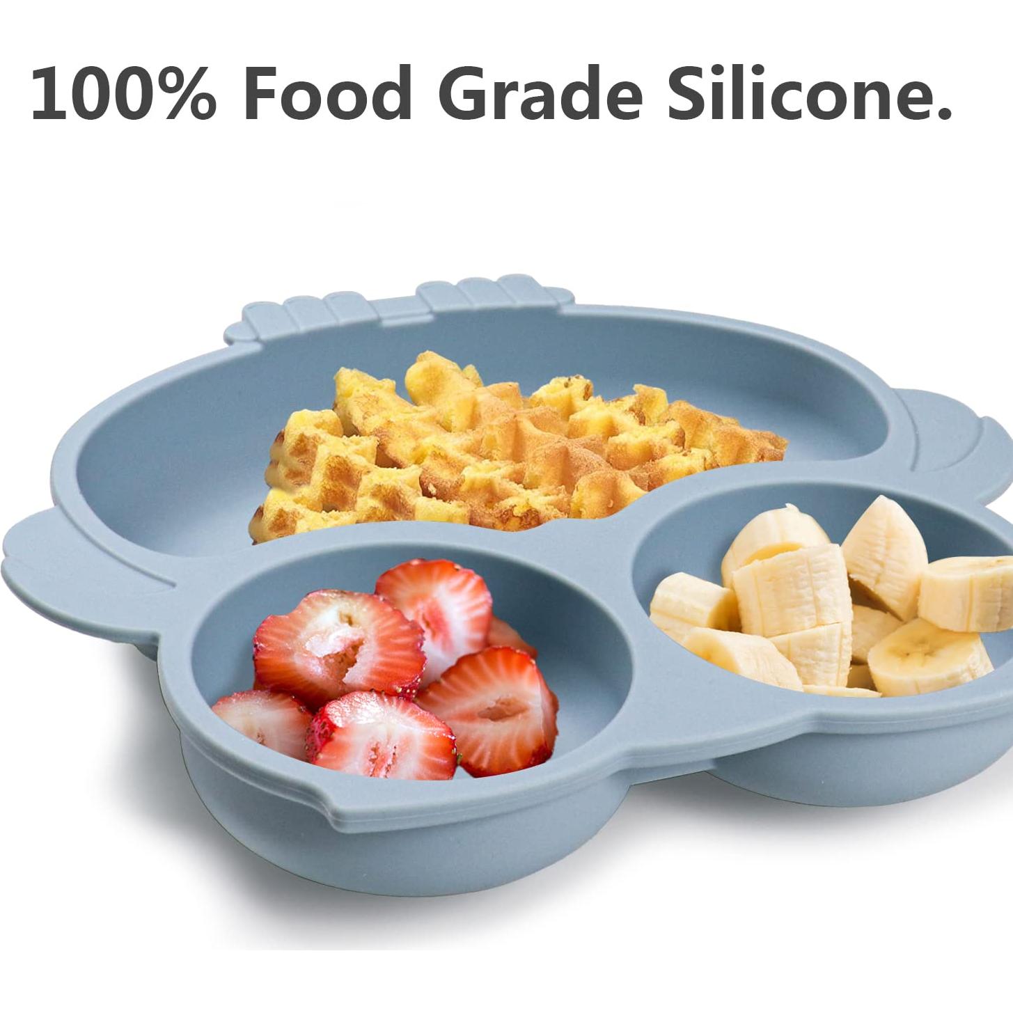 Plato de Silicona IDVVSSX para Bebés 20.1x18cm Azul