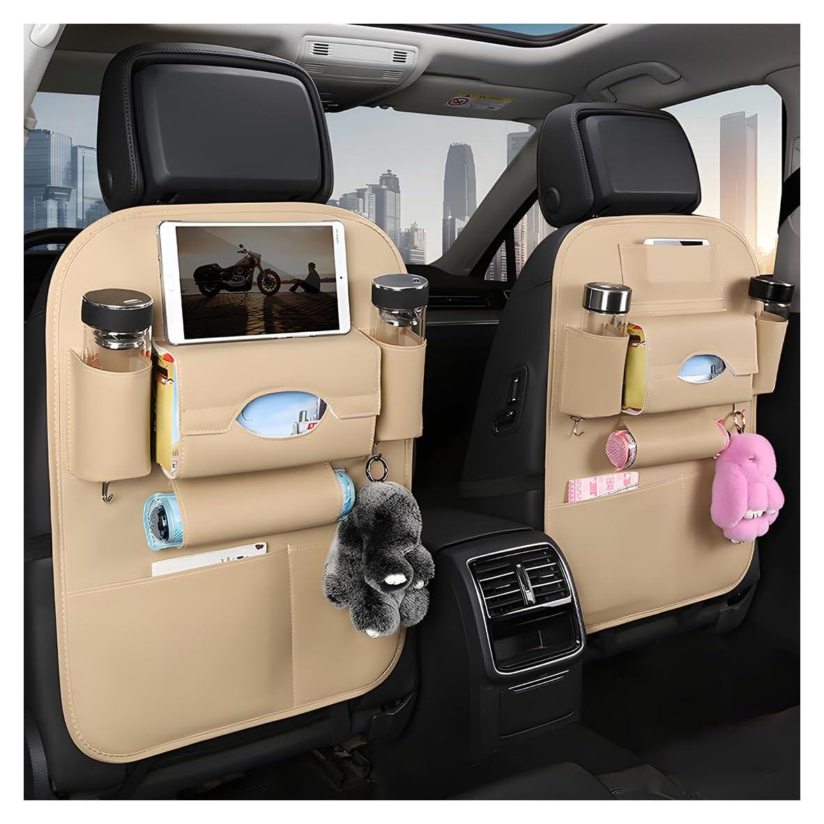 2 Organizador de Respaldo de Asiento de Coche Gasedin Beige