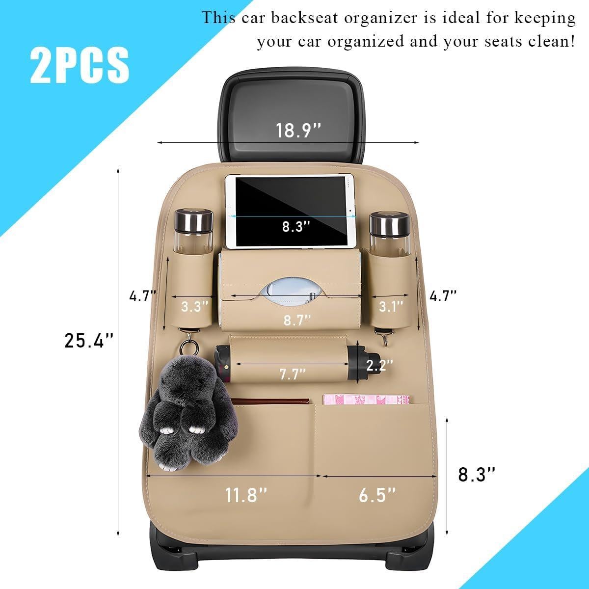 2 Organizador de Respaldo de Asiento de Coche Gasedin Beige