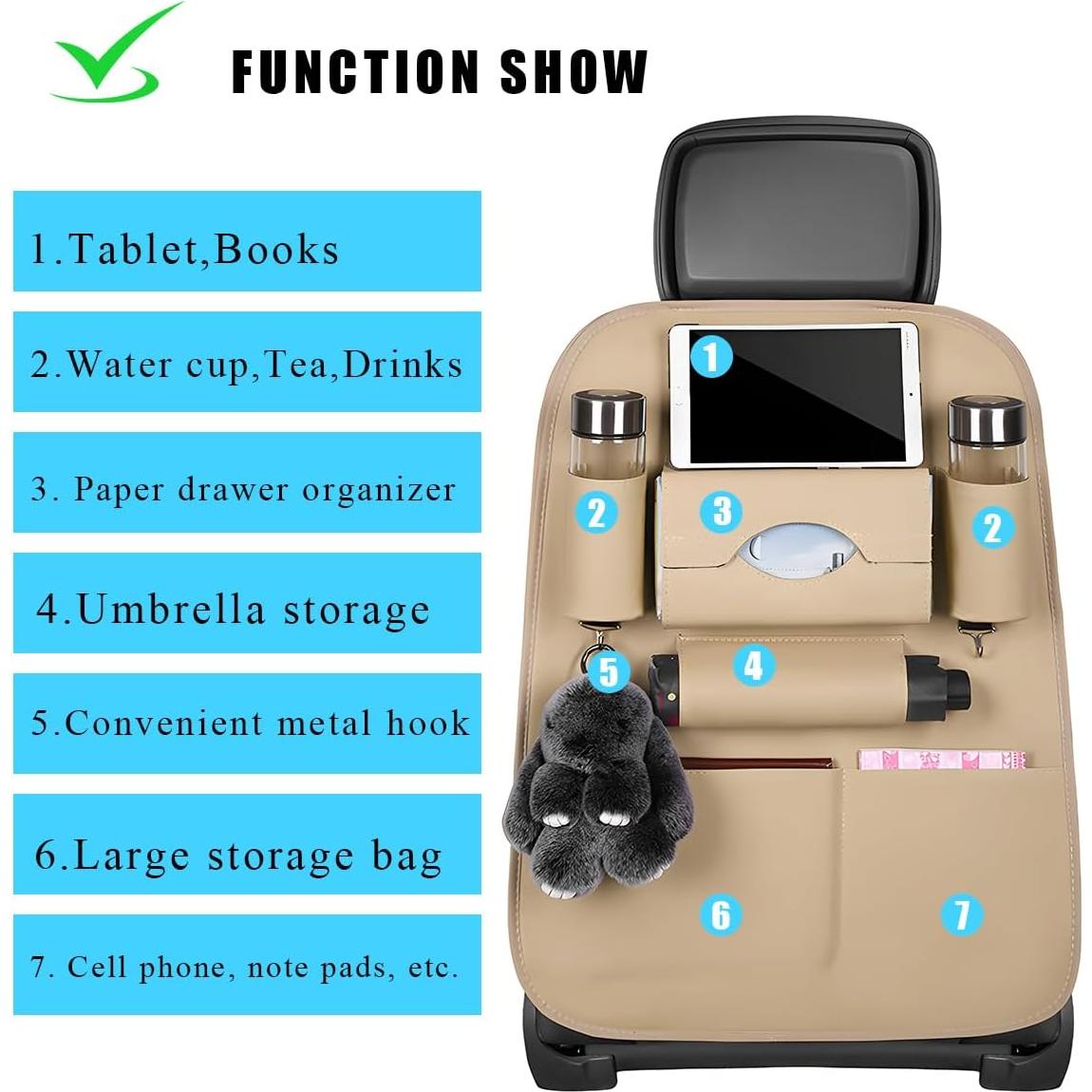 2 Organizador de Respaldo de Asiento de Coche Gasedin Beige