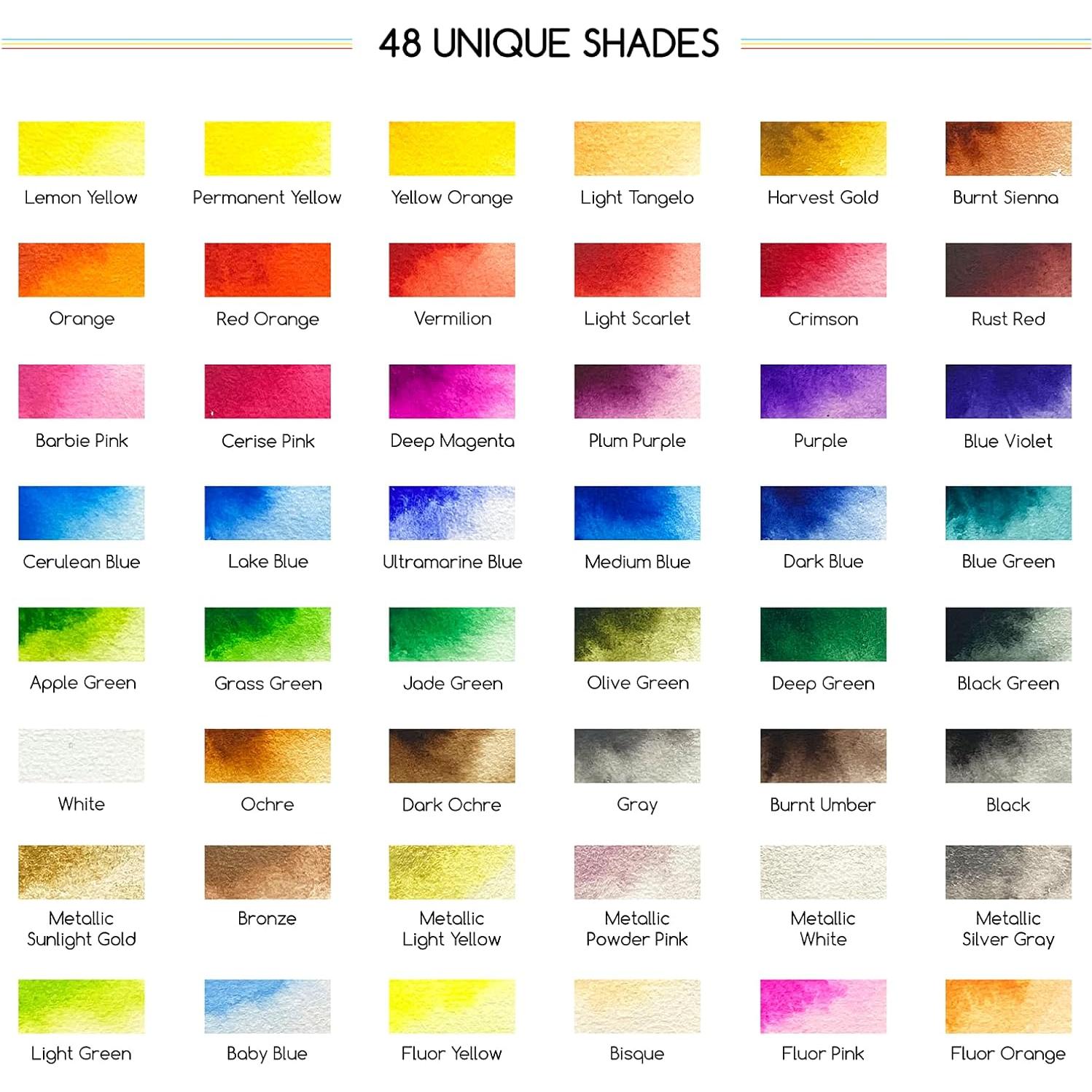 Juego de Pintura Acuarela MEEDEN 48 Colores Portátil