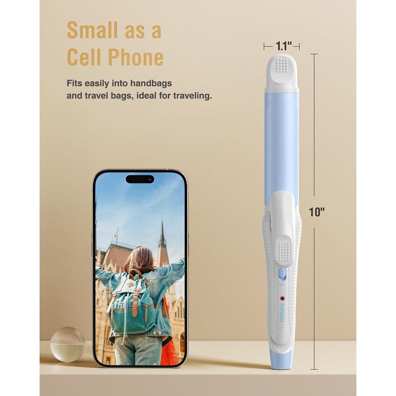 Plancha de Rizar Compacta FURIDEN Lite 390F Azul para Viajes