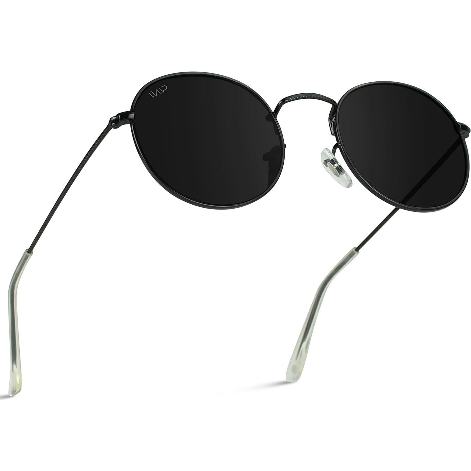 WearMe Pro - Gafas de sol redondas negras con lentes polarizados