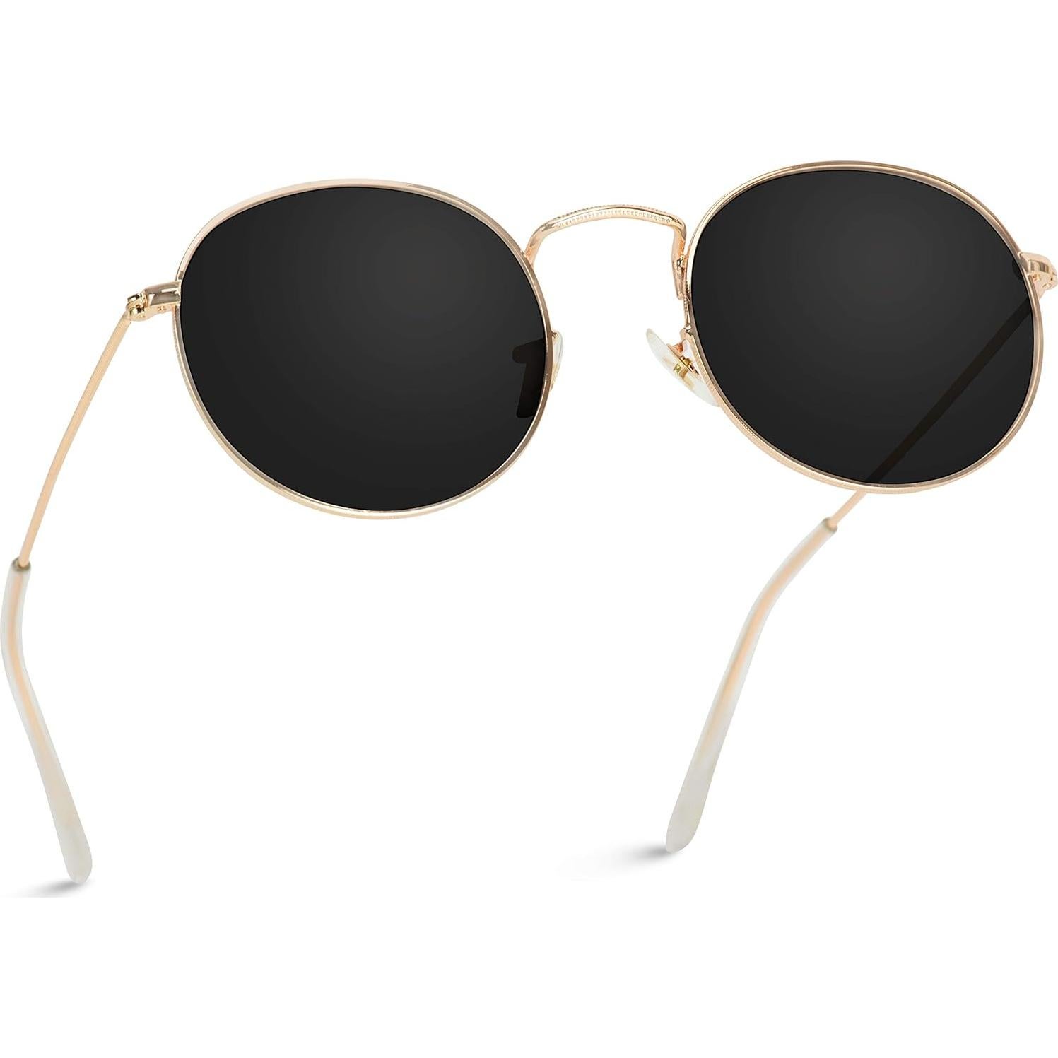 WearMe Pro - Gafas de sol redondas doradas 51mm lentes negros